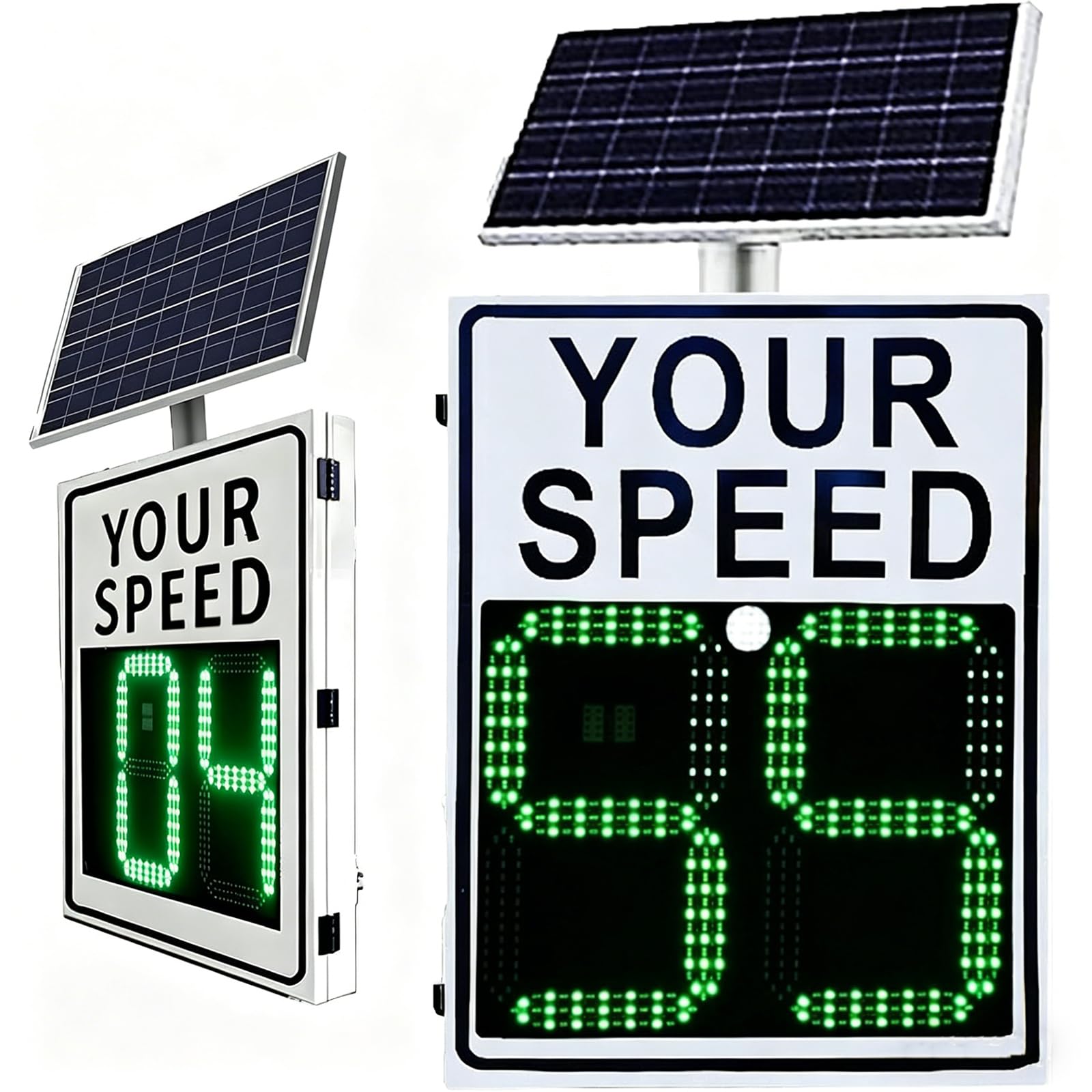 Señal de velocidad de radar solar, detector de velocidad de 24 x 35 pulgadas con pantalla LED para seguridad, señalización de carretera y calle