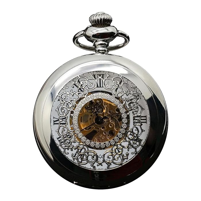 Buy Signature Silver Mechanical Demi Pocket Watch, Retro, Vintage
