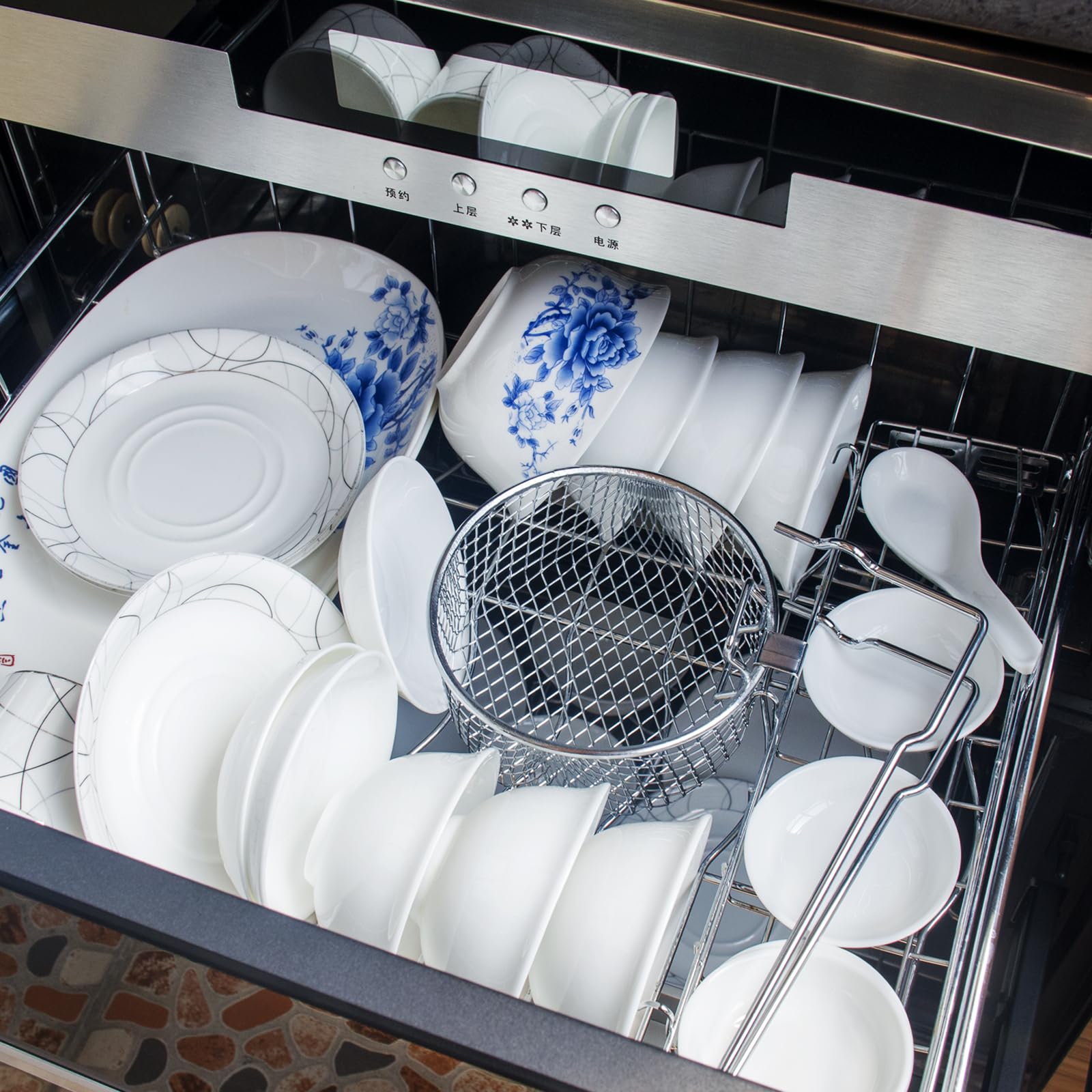 Mini friteuse à huile | 850-950 W l Capacité : 1 l l Fenêtre de visualisation l Panier à friture en acier inoxydable l Température réglable l Isolation thermique l Revêtement en caoutchouc