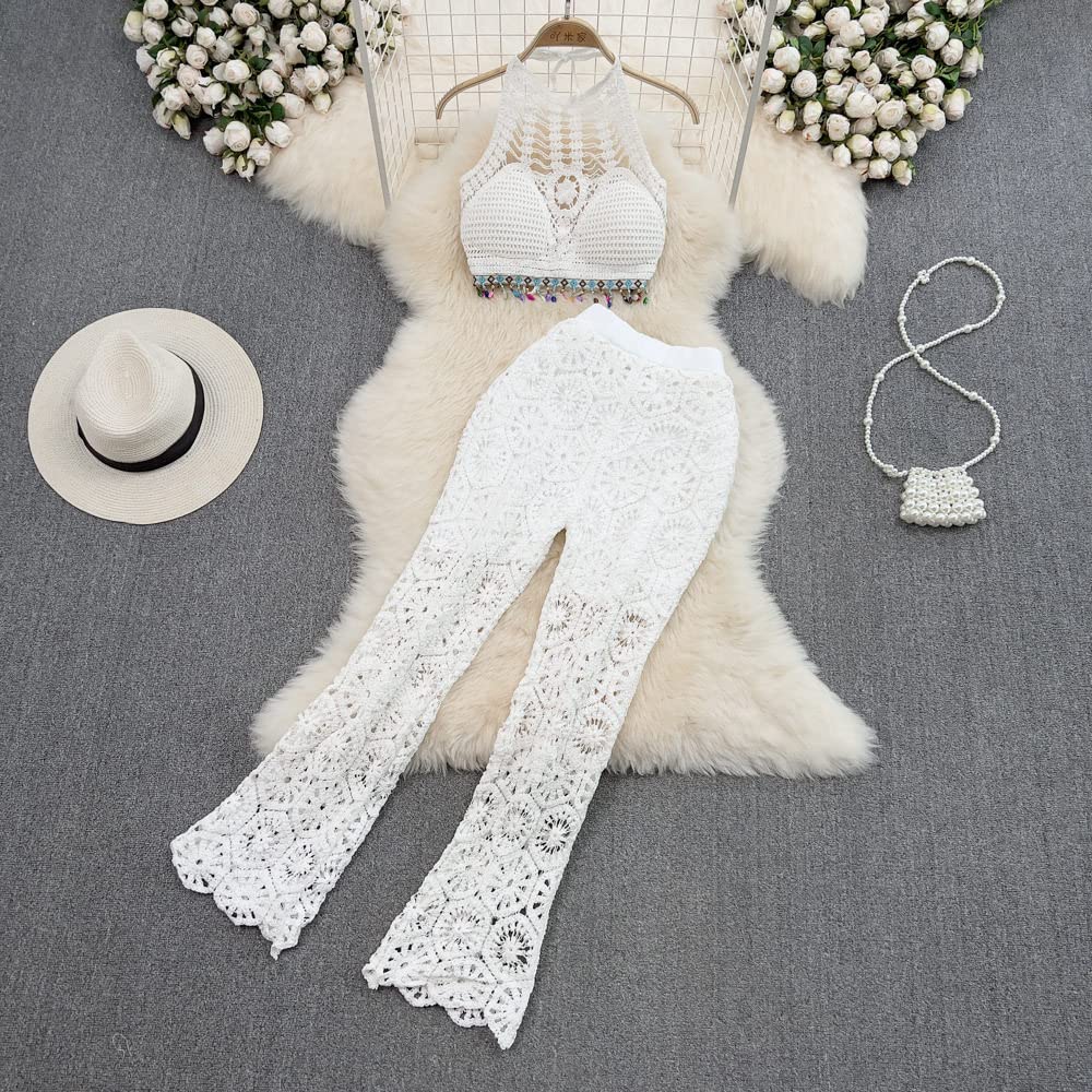 Gilet Da Donna,Tute Set All'Uncinetto Scollo All'Americana Bikini E Svasature Canottiere In Rete Per Donna Corsetto Estivo Con Spalline Costume Da Bagno Etnico Sexy Abiti In Maglia Y2K Abbigliamento
