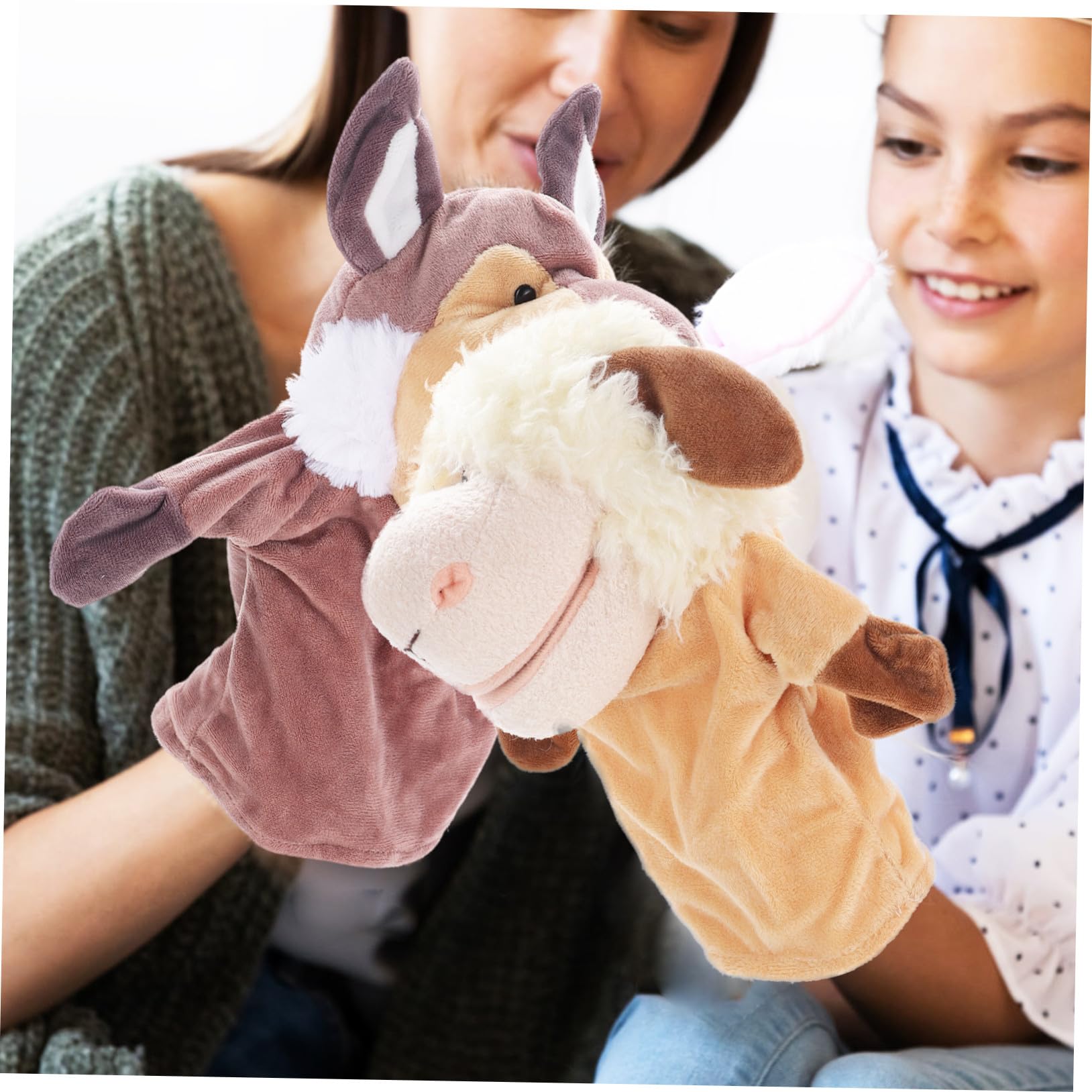 Marionetas de Mano Animales 5 Piezas, Boca Móvil, Juego | Pp Algodón y Felpa Corta, Role-play y Cuentos Antes de Dormir, para Niños y Mamá