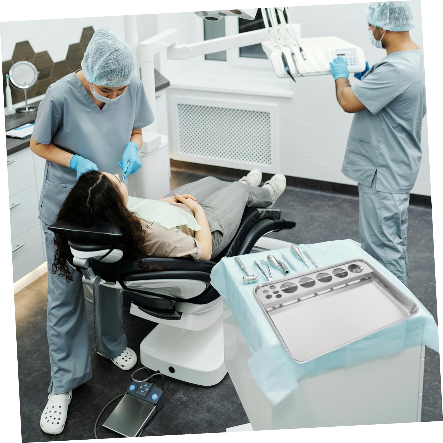 iplusmile Edelstahl Verbandtablett für Medizinische Geräte zur Injektionsvorbereitung mit Ablagefach und Organisiertem Medikamenten Tablett für Pflegeeinrichtung und Krankenhaus
