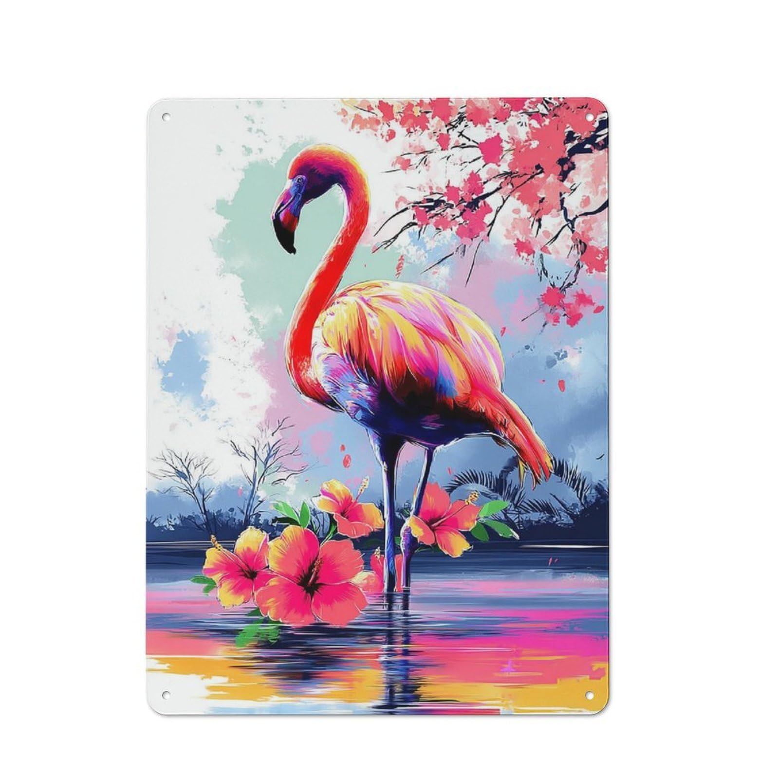 Junmoney Flamingo In Vibrant Bloom Shop Front Style Bistro Metal Sign 40X30cm, Cafe Wall Decor For Tea Room, Shop Wall Or Breakfast Area