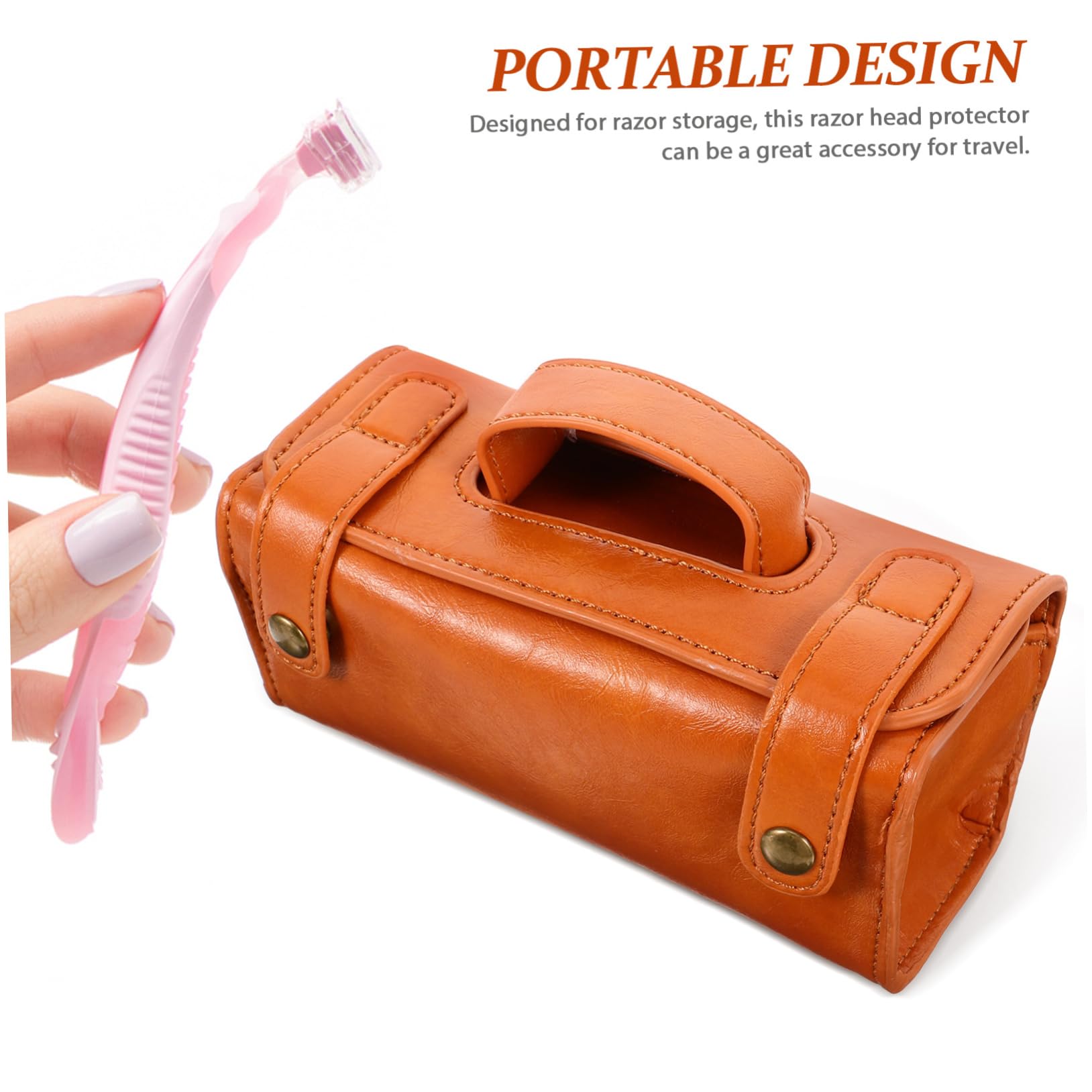 Neceser De Viaje De Gran Capacidad para Afeitadora, Funda Protectora Antiarañazos De Cuero PU Marrón, Portátil y Resistente Al Agua, Organizador Masculino para Cuidado Personal