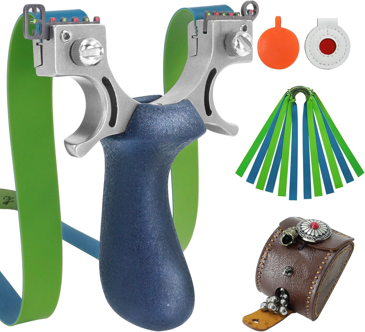 Stainless Steel Slingshot Set High Precision Professional Slingshot with Rubber Band Target and Slingshot Bag Hunting Catapult Slingshot for Shooting Training