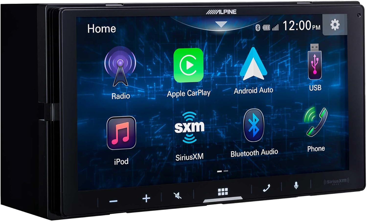 Alpine iLX-W670 home screen with app icons