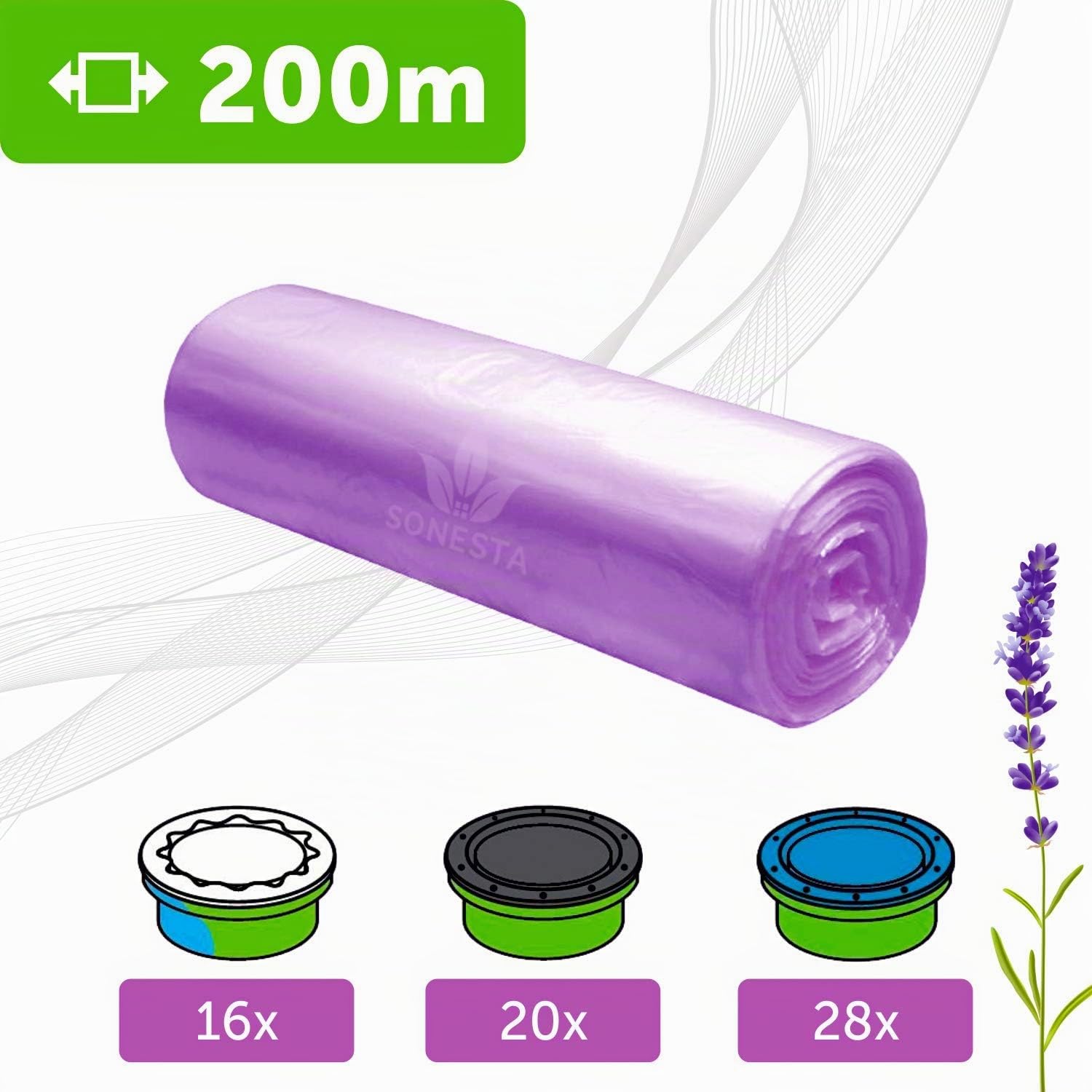 200m. ECO Recharge de sac pour poubelle à couches 100% compatible avec Tommee Tippee : Twist and Click, Simplee, TEC et autres | Rapide et facile à utiliser.