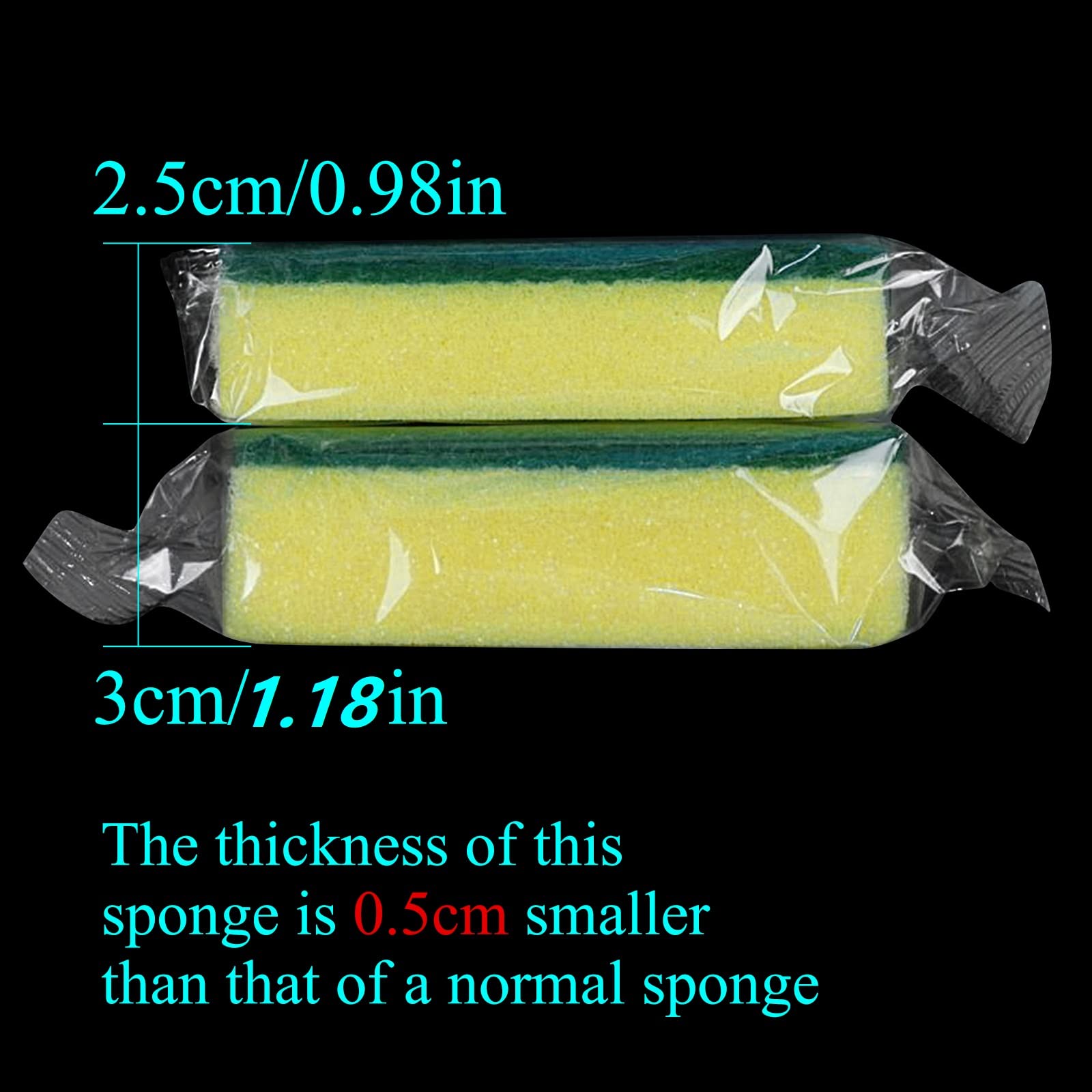 Lot de 750 éponges emballées individuellement, emballées individuellement, pour la cuisine, la vaisselle, la vaisselle, le nettoyage de l'évier, anti-rayures, petite et petite taille (5,6 cm)