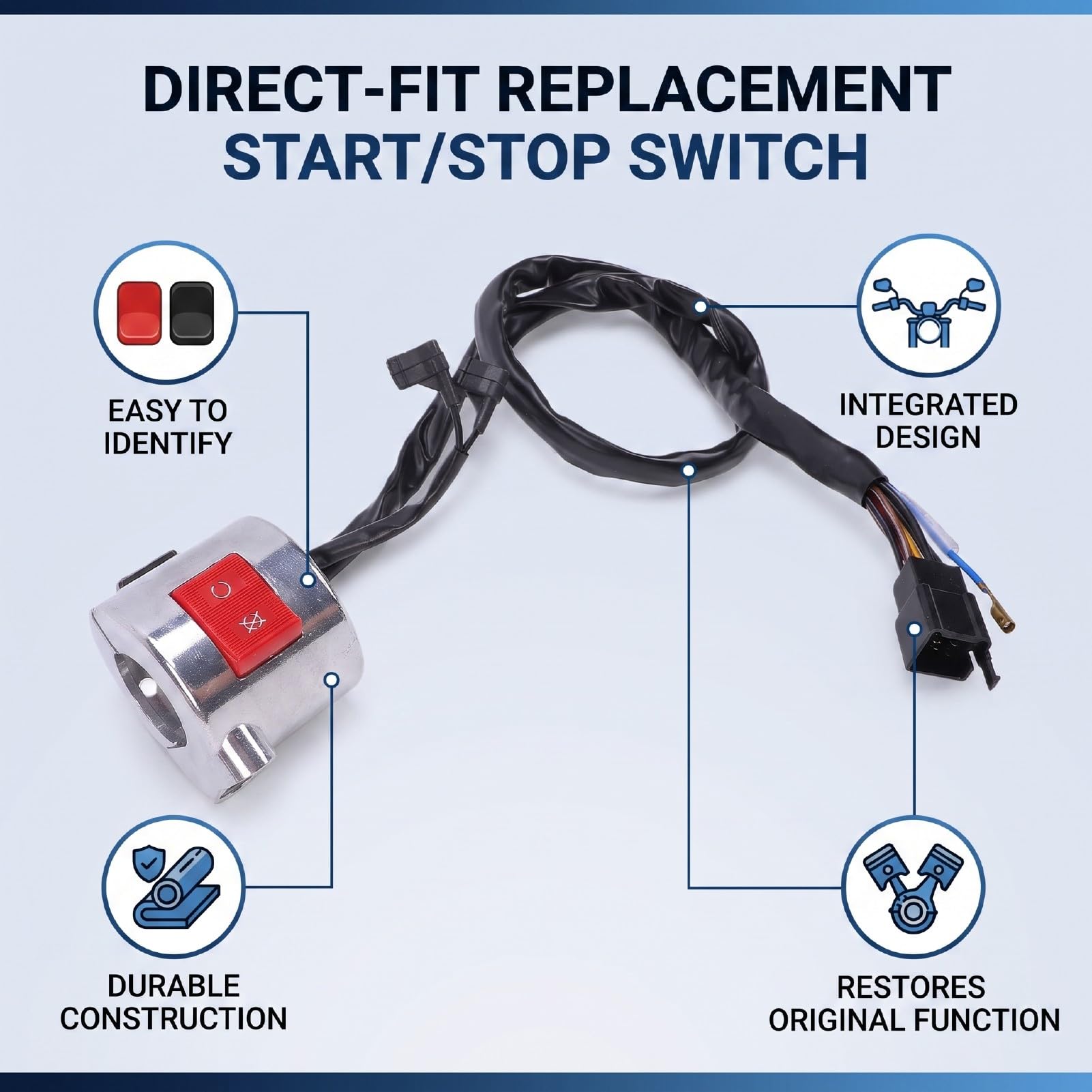 Fydun Handlebar Engine Start Switch Motorcycle Start Stop Kill Switch