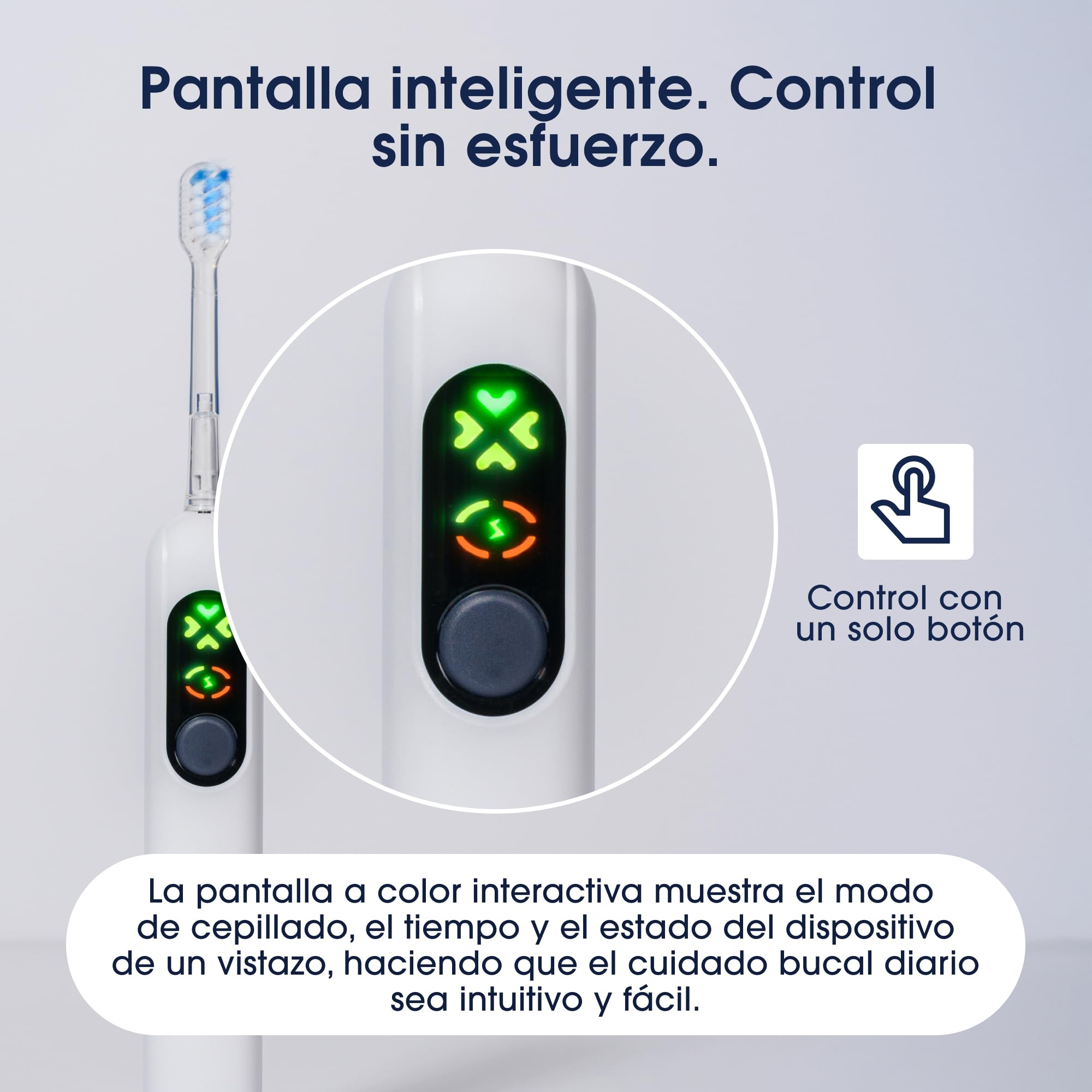 ZENT SoniQ Cepillo de dientes eléctrico sónico 2en1 | Ultrasonido 38.400 VPM Oscilación, IPX7, 4 modos, cepillo electrico con LCD, estuche de viaje, cable USB-C, 30 días batería
