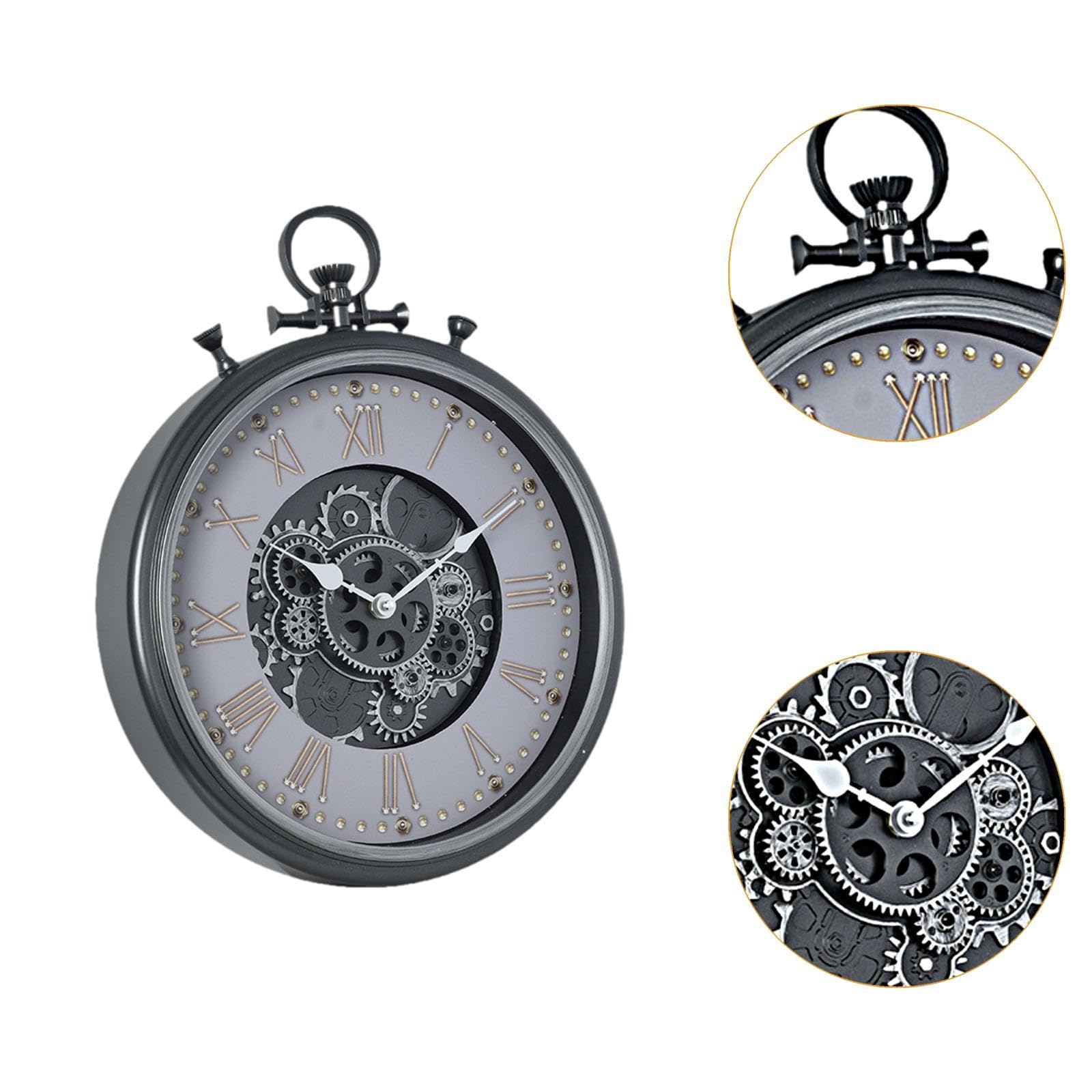 Reloj de Pared, Estilo Industrial Retro, Mecanismo Silencioso, Detalles de Engranajes, Movimiento de, Acabado, Diseño, Uso Ve, Style C, Individual
