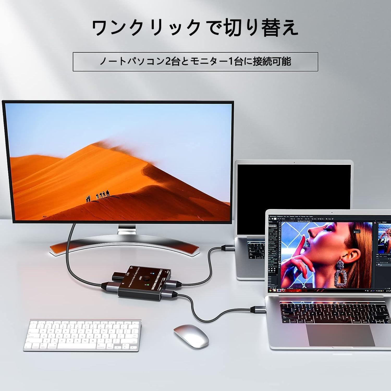 Amazon.co.jp: KCEVE 2入力1出力 USB-C to HDMI KVMスイッチ、4K@60Hz 