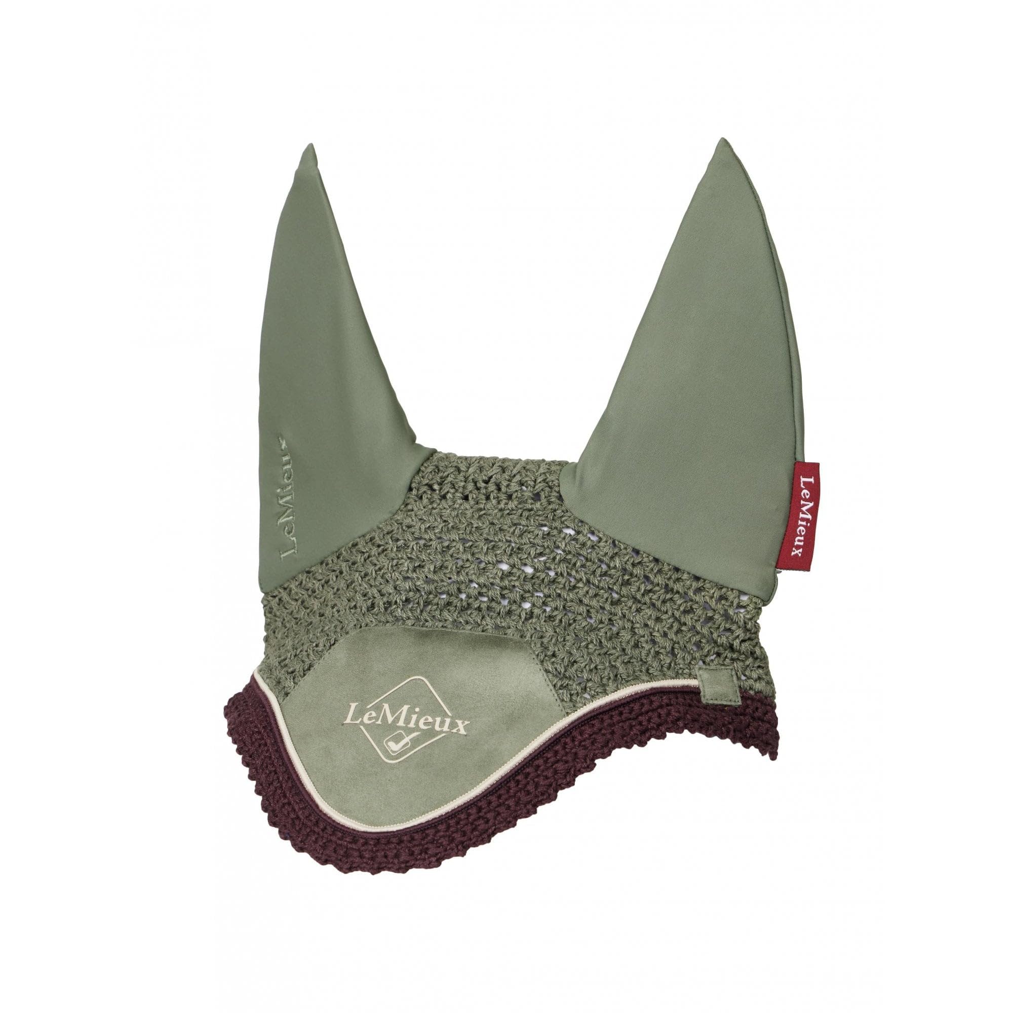 LeMieux Classic Crochet Fly Hood - Comfortable Lycra Ears - Piping Details for Mixy-matchy Outfitting - Rosemary - X-Large — image 1