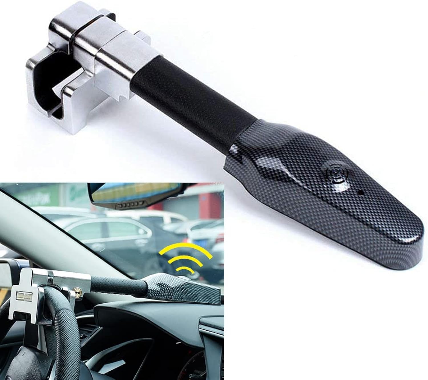 XhuangTech Antivol de Volant avec Alarme, très résistant, antivol de Voiture, prévention du vol de Voiture, Ajustement Universel pour véhicule, Camion, camionnette, VUS