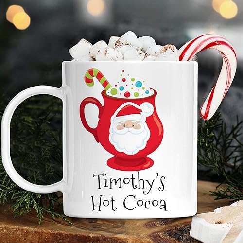 Personalized Hot Cocoa Santa Claus Christmas Cup with Kids Name Unbreakable Child's Mug | Dishwasher Safe | BPA Free