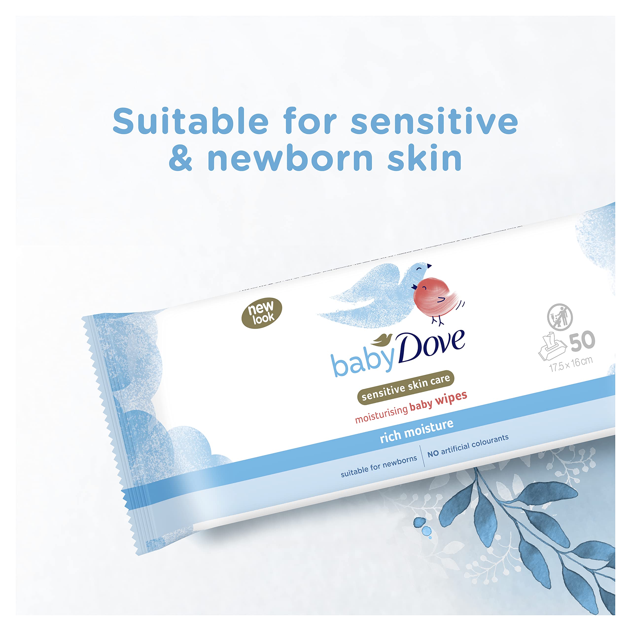 Dove Baby Care, Delicato, Sensibile e Gentile alla Pelle Ricca Idratante e Pulizia Salviette Bagnate Per Nuove Nascite, Neonati, Ragazze e Genitori, Confezione da 12 (600 Salviette Totali)