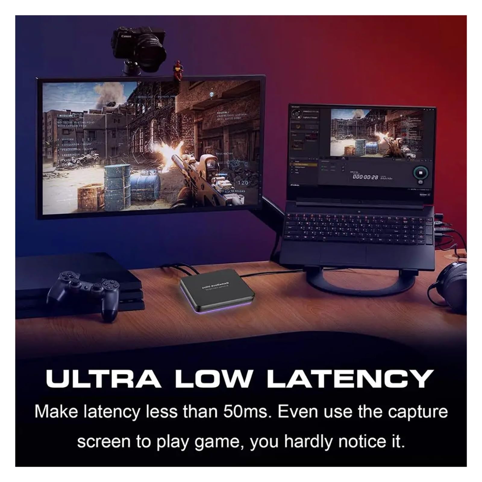 Karta przechwytująca gry, transmisja strumieniowa na żywo i nagrywanie w rozdzielczości 4K30P lub 1080P 120 Hz, przepustowość wideo HDR do 240 kl./s, bardzo niskie opóźnienie,Przełączane płynnie