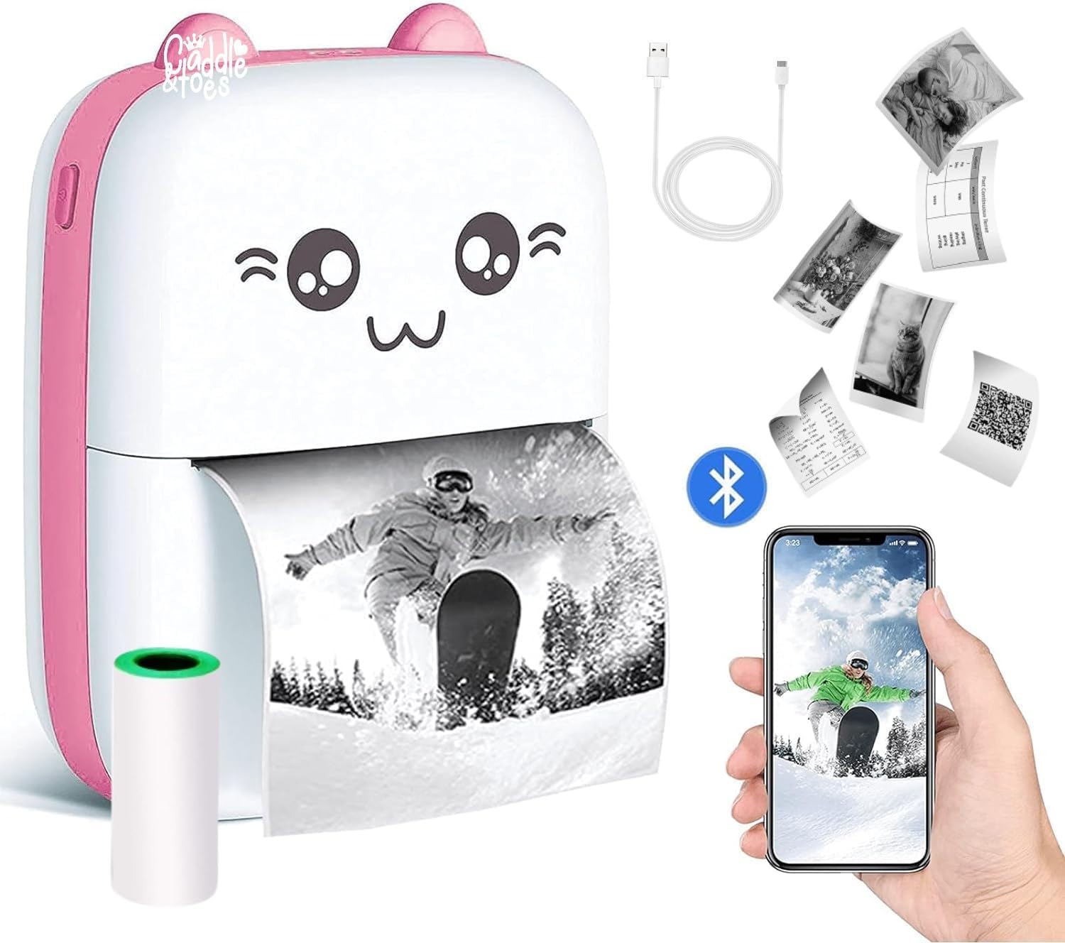 Mini Pocket Thermal Printer | Bluetooth Wireless Portable Label & Photo Printer | Inkless Mobile Printer for Notes, Labels, Stickers, Study & Home Use. (Pink)-image-21