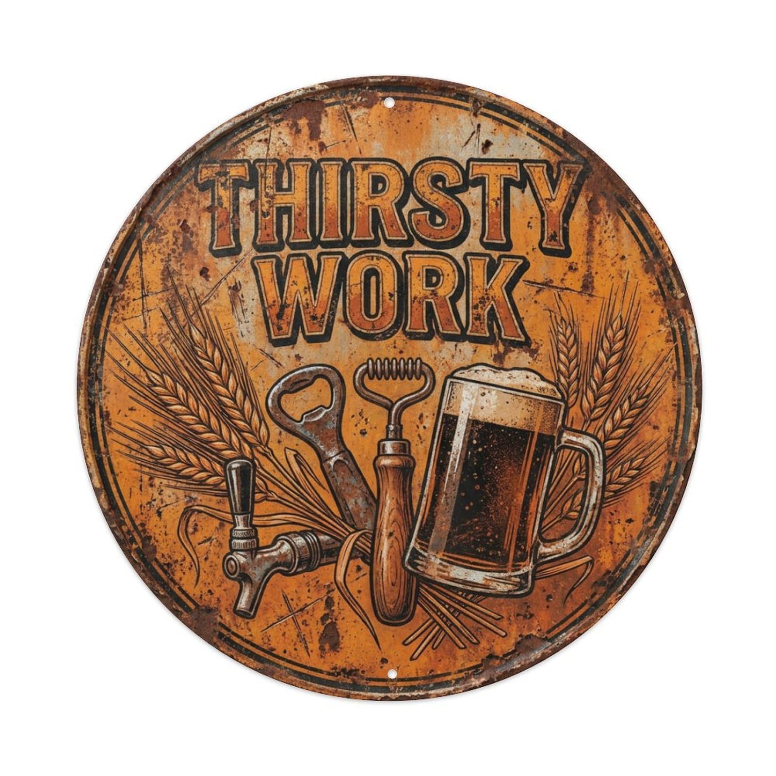 Fyrn Style Metal Tin Sign Vintage Beer Barware Thirsty Work Retro Bar For Pub