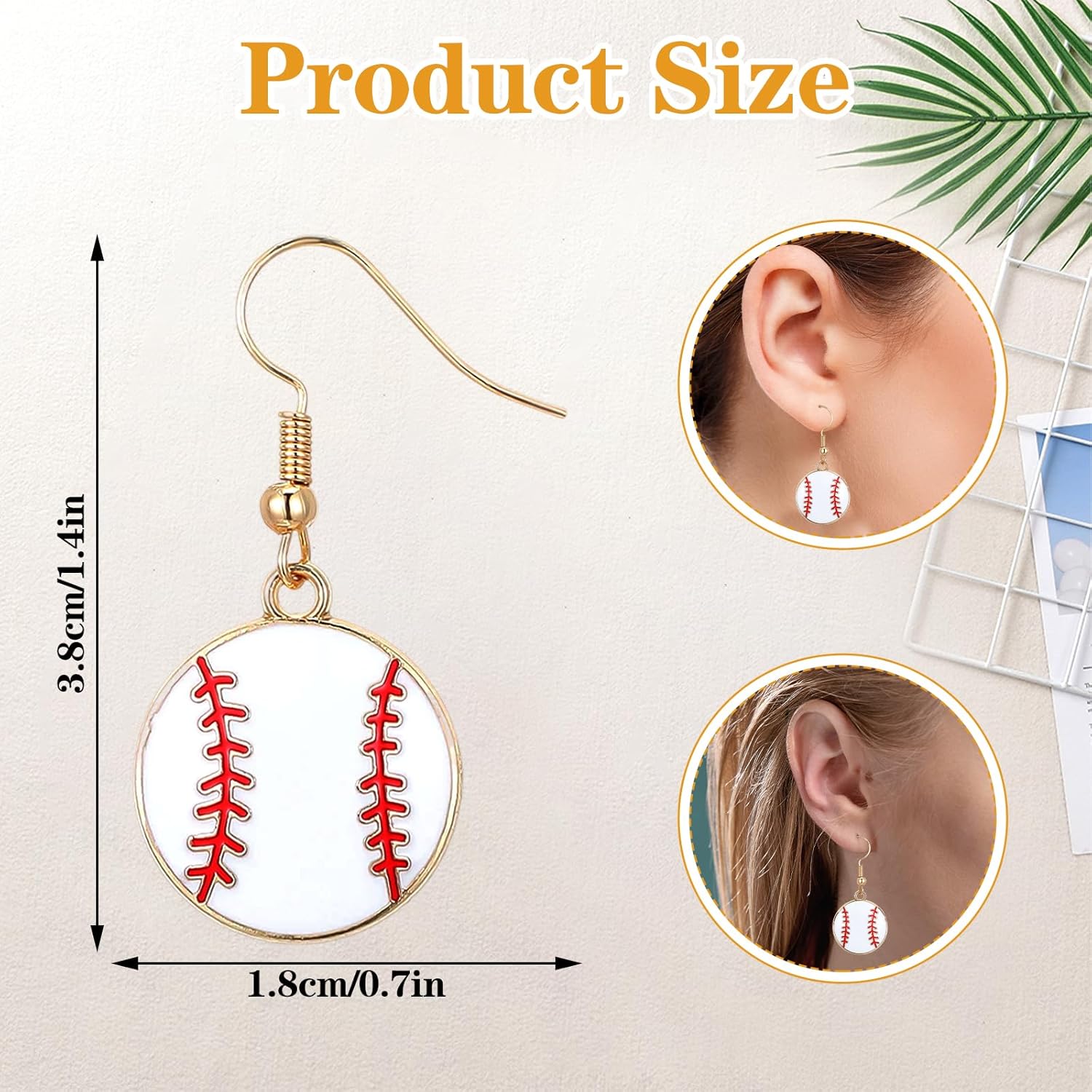 Baseball Earrings for Women Baseball Dangle Earrings Sports Ball Shape Softball Earring Baseballs Player Holiday Party Game Day Jewelry Accessories for Women Girls Fans Gifts - Image 2