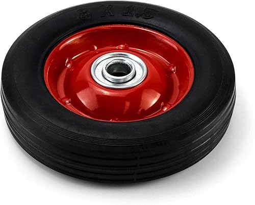 Miniatura 3 de QWORK Paquete de 2 ruedas de goma de alta calidad con rodamiento de bolas, rueda de camión de mano, capacidad de hasta 132 libras