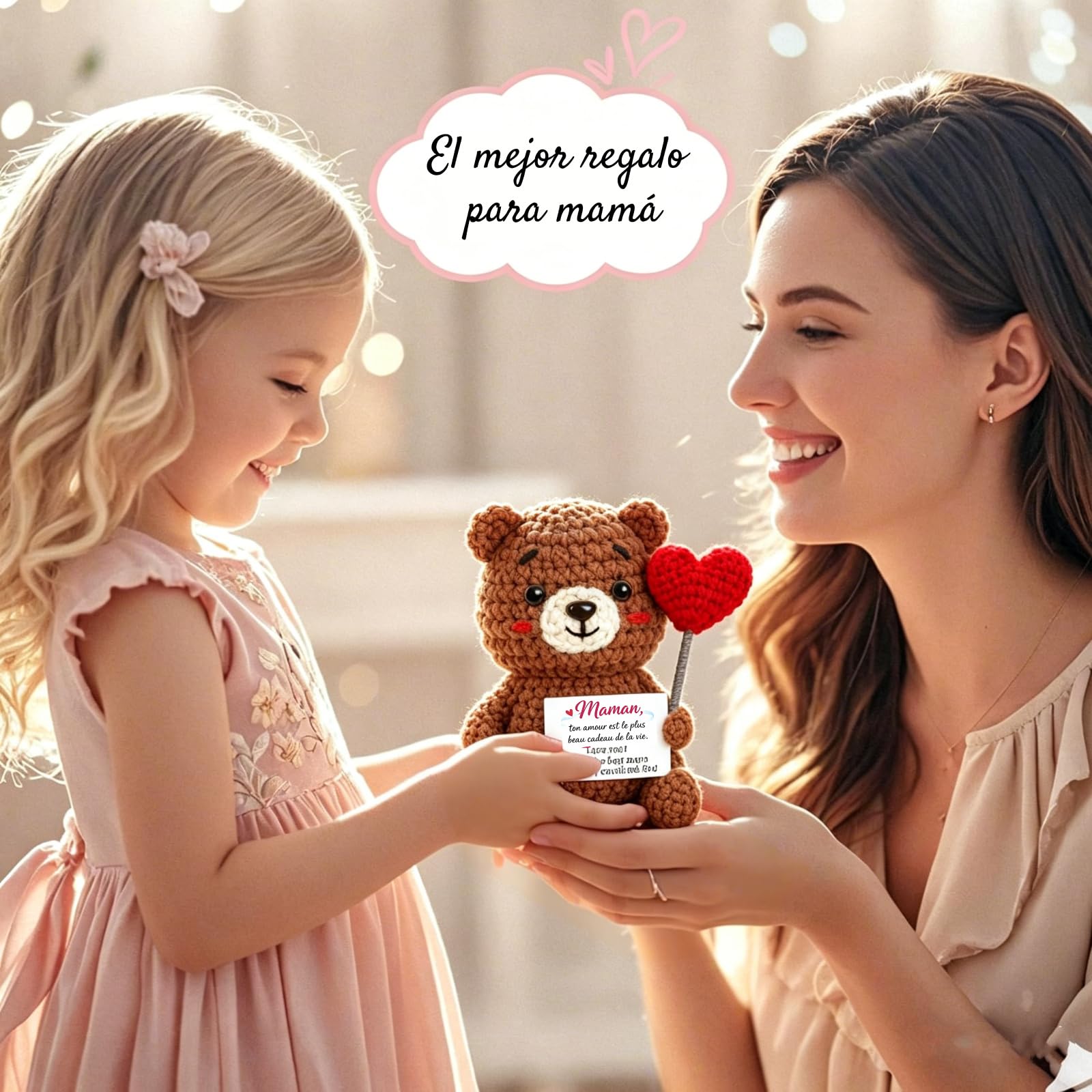 Gkmamrg Regalo Dia de la Madre - Oso Positiva Regalo Mama, Oso Hechas a Mano - Regalo Mamá cumpleaños - Gifts for Mom — view 6