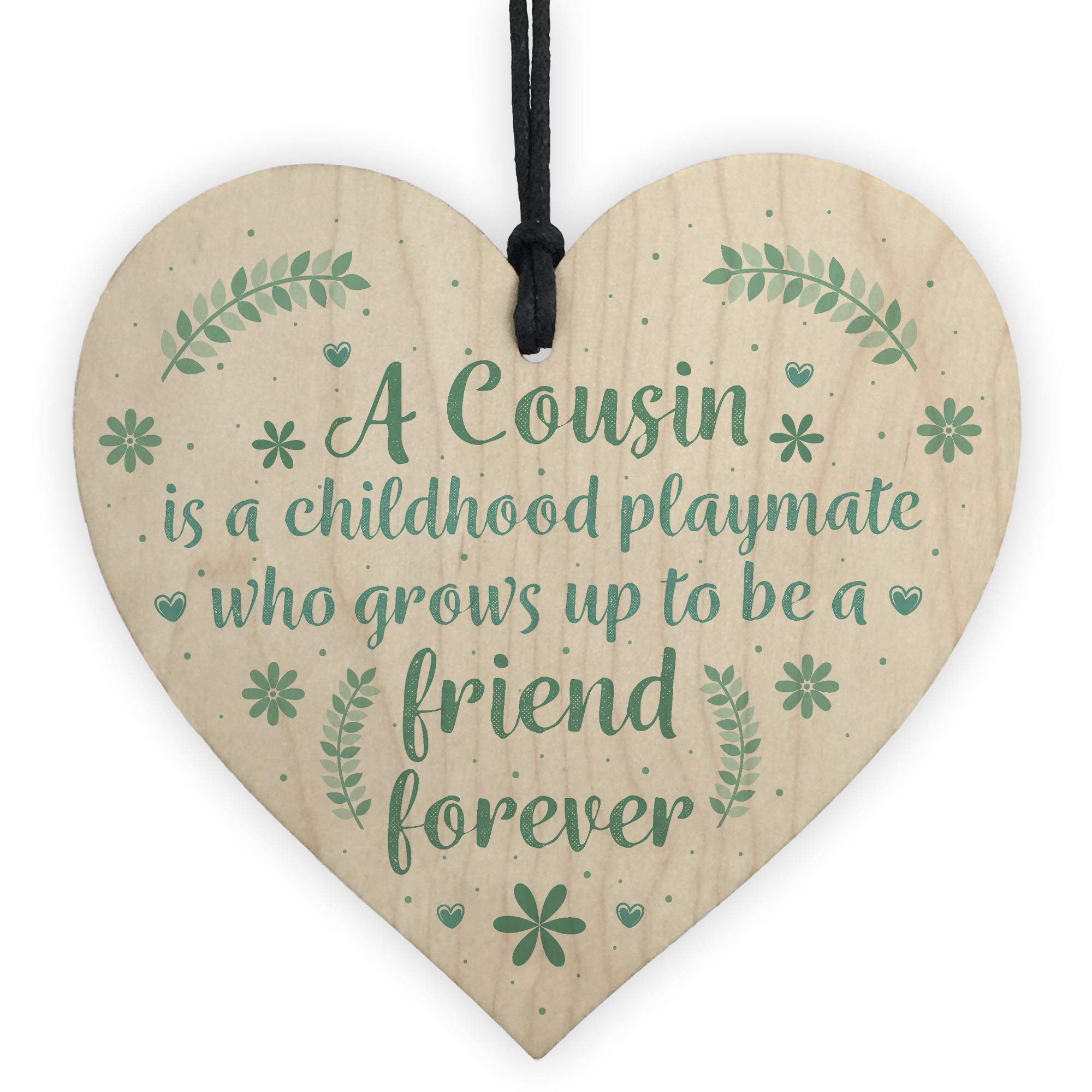 Red Ocean Girls Cousin Friendship Gift Wooden Heart Chic Plaque Keepsake Birthday Thank You Present Gift For