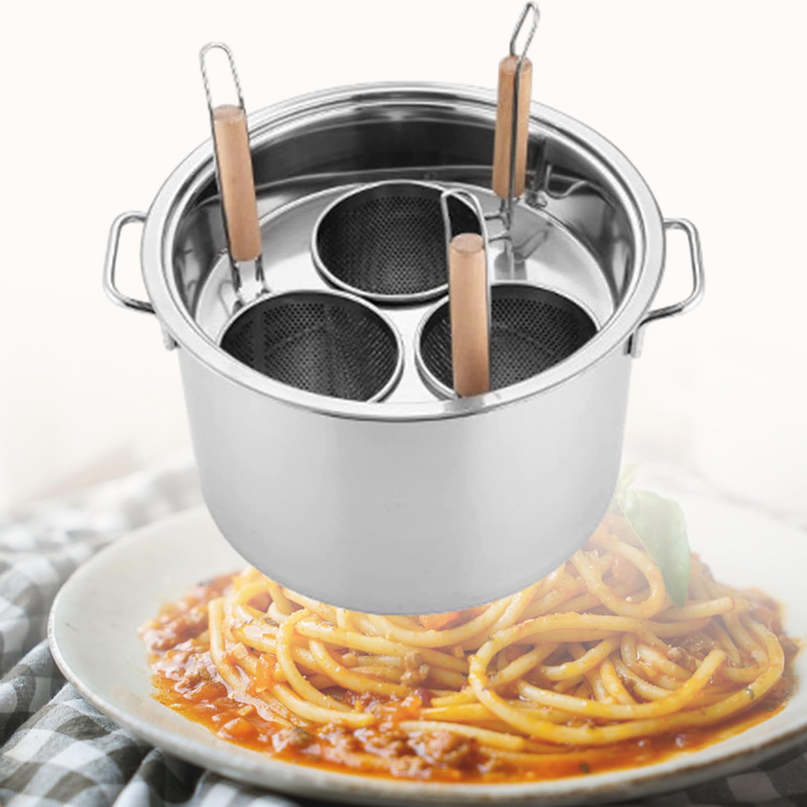Pentola per la Pasta in Acciaio Inox con scolapasta, Disponibile nei Colori Rosso e Bianco, Un Set di Cottura Multifunzionale Adatto per Pasta, zuppe e Brodi: Utensili da Cucina di qualità c