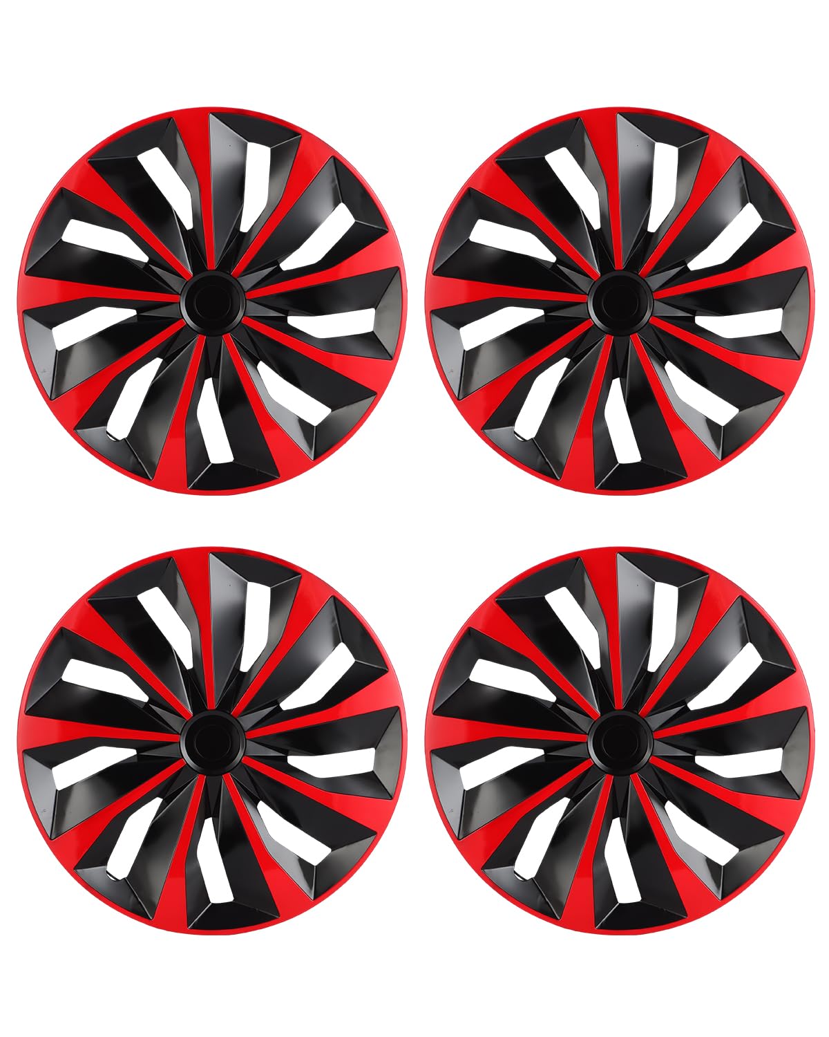 ABX Hubcaps,16 inch hubcaps Set of 4, Wheel Rim Cover ABS Material, Snap On Car Truck SUV Replacement, for Toyota Camry Nissan Mazda etc, Black &amp; Red