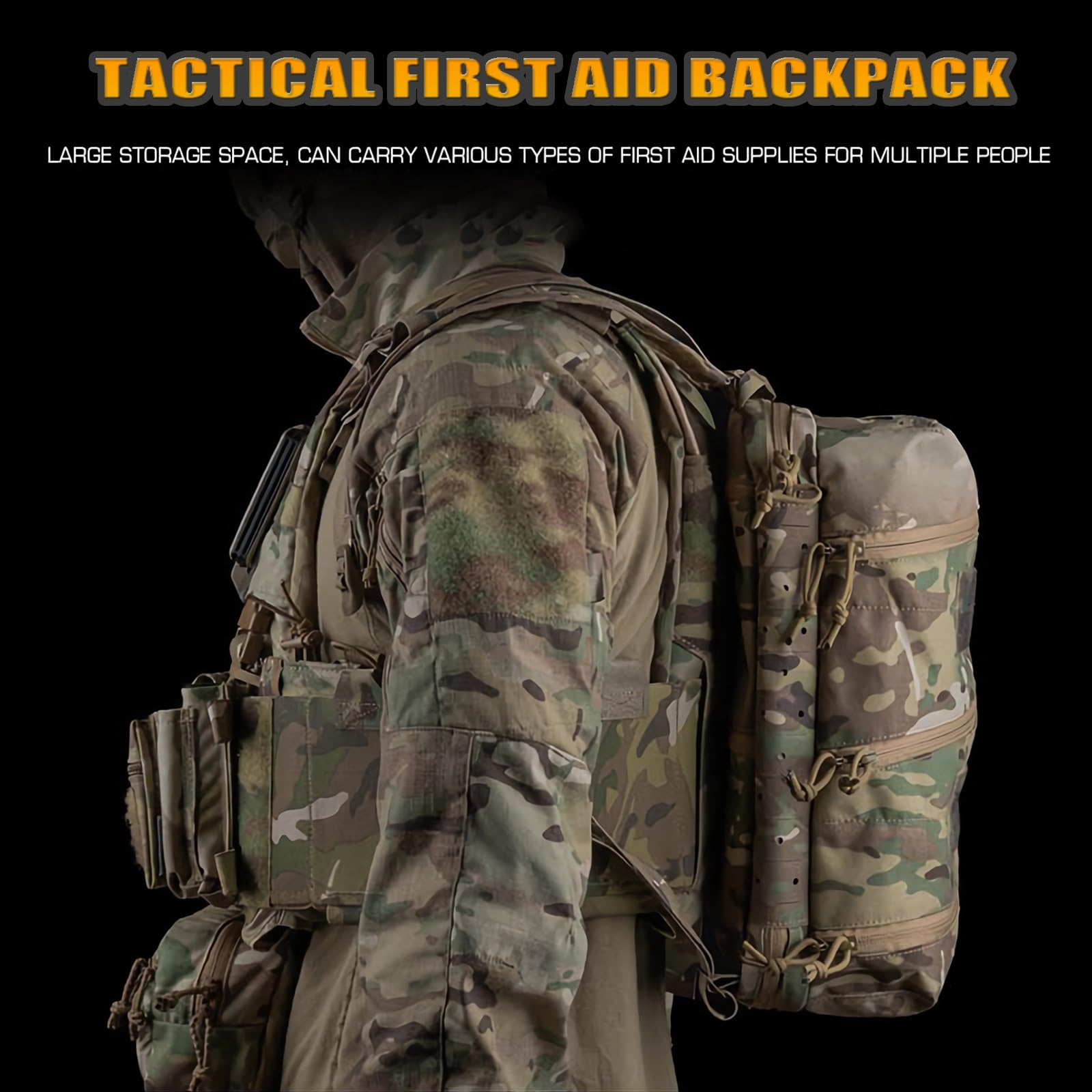 Zaino Medico Tattico Modulare da 11 Litri, Zaino da Combattimento per Softair, Zaino di Emergenza per Viaggi, Escursioni e Caccia(Gray)