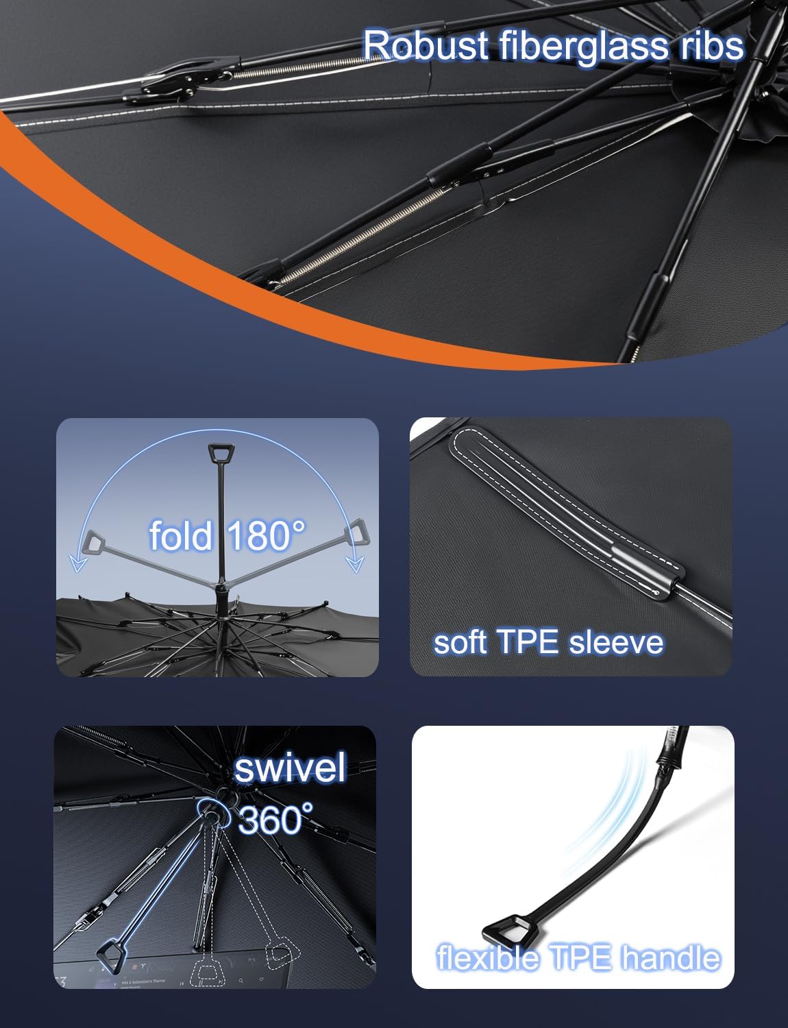 Windshield Sunshade Umbrella for Tesla Model Y 3 Extra Large Wider Coverage Foldable Heat Insulation for Tesla Model Y 3 (Juniper & Highland Included) Accessories 2026-2017