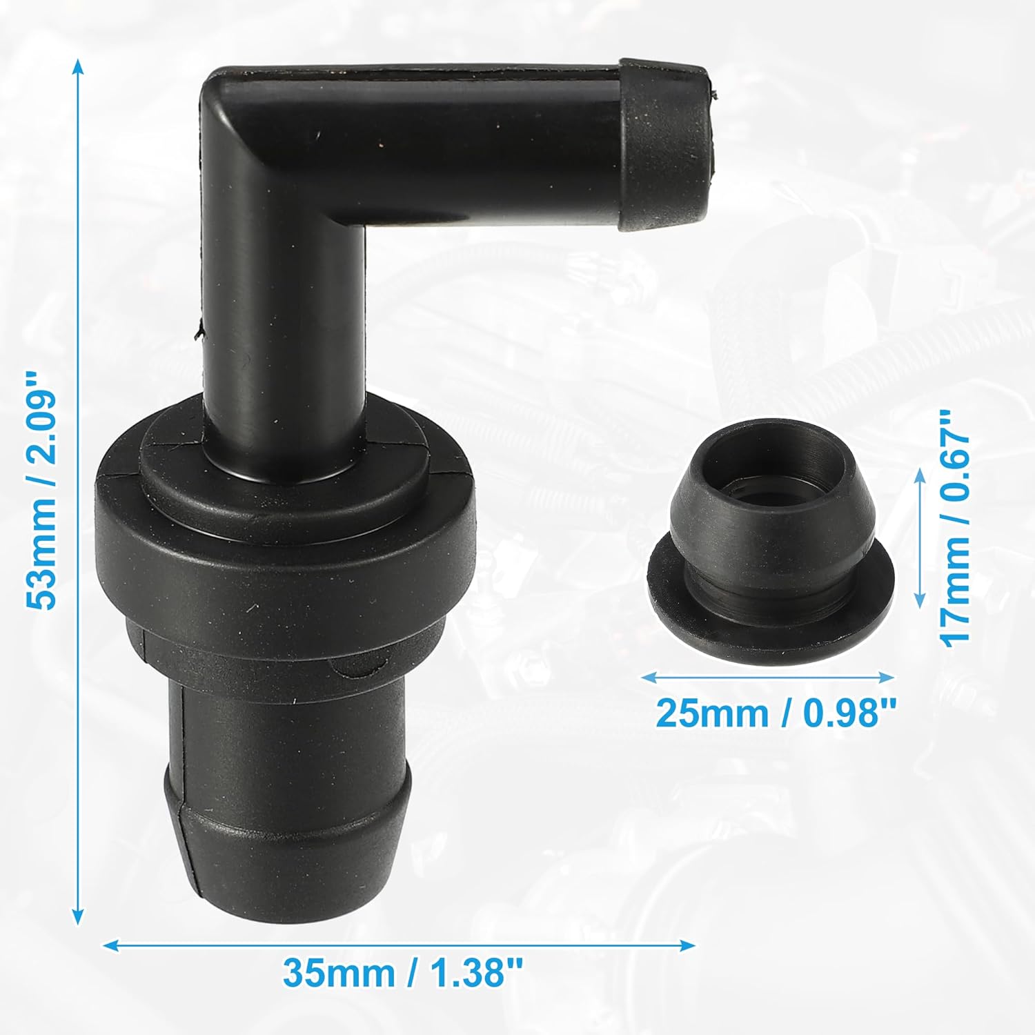 uxcell 1 Set PCV Valve Grommet Kit Exhaust Positive Crankcase Ventilation Valve Fittings for Mazda Miata 1.8L 1999-2000 No.B54113890A/E30113338A Black