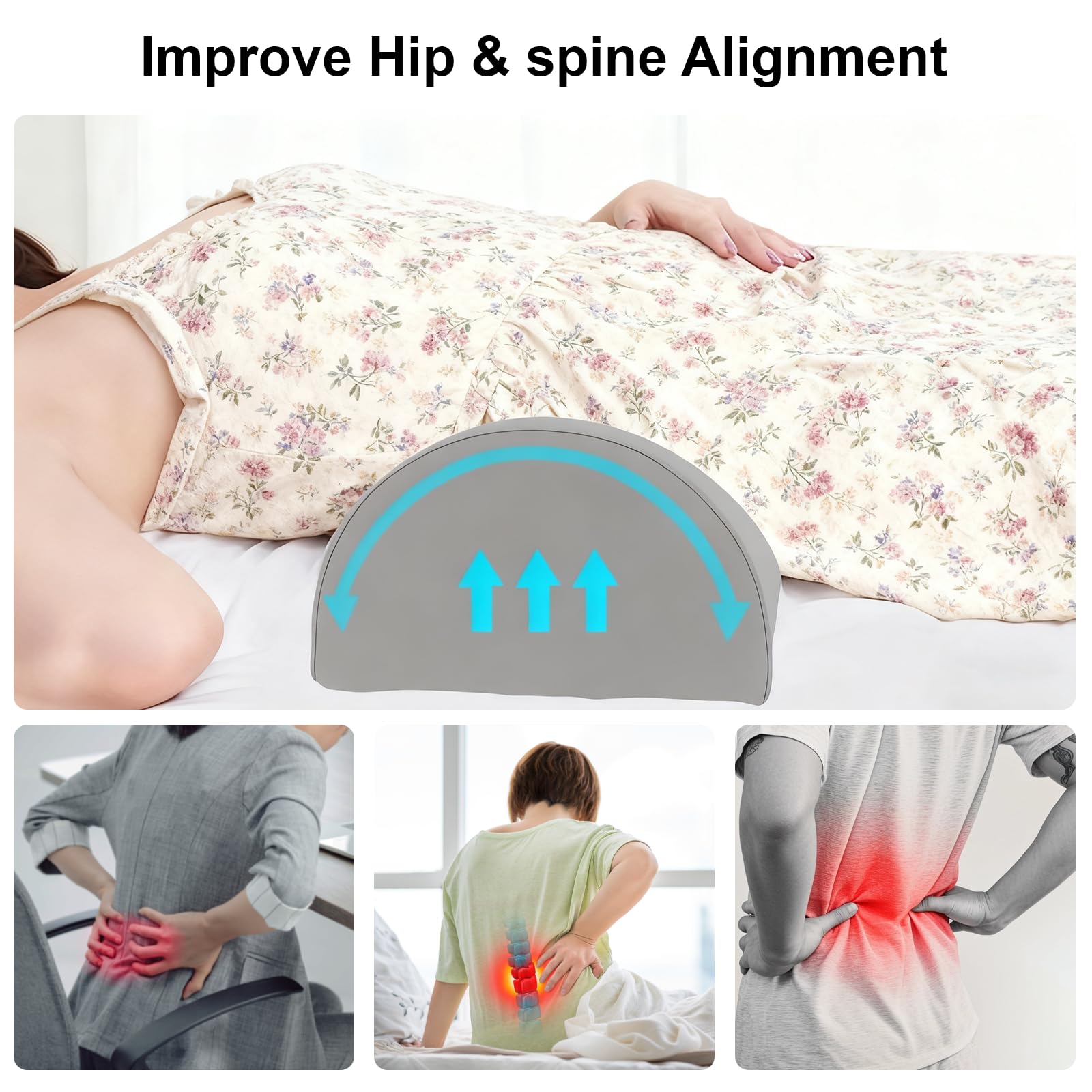 Cuscino per Gambe e Ginocchia, Cuscino a Mezzaluna Ergonomico in Memory Foam, Ideale per Dormire Lateralmente e per Supporto Lombare, Sollievo per Dolori alla Schiena e Anche