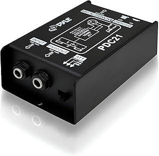Pyle Premium Direct Injection Audio Box - 2.36" x 4.09" Passive DI Unit Hum Eliminator w/ Input Attenuator to Connect Guitar & Bass, 1/4'' Impedance Transformer Connector to Balanced & Unbalanced XLR