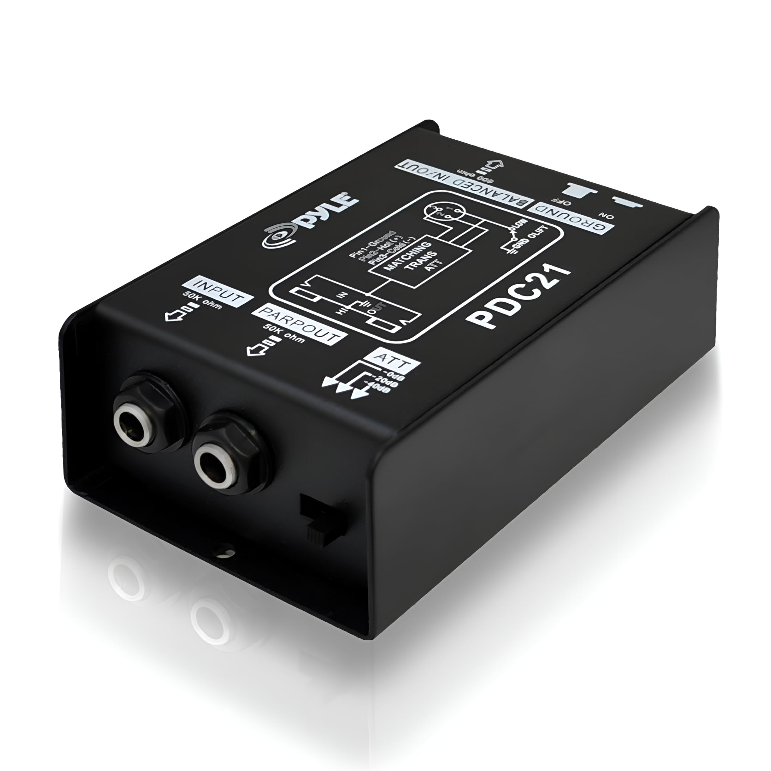 PylePro Pdc21 1/4 Inch Instrument To Balanced And Unbalanced Direct Box, Black, XLR