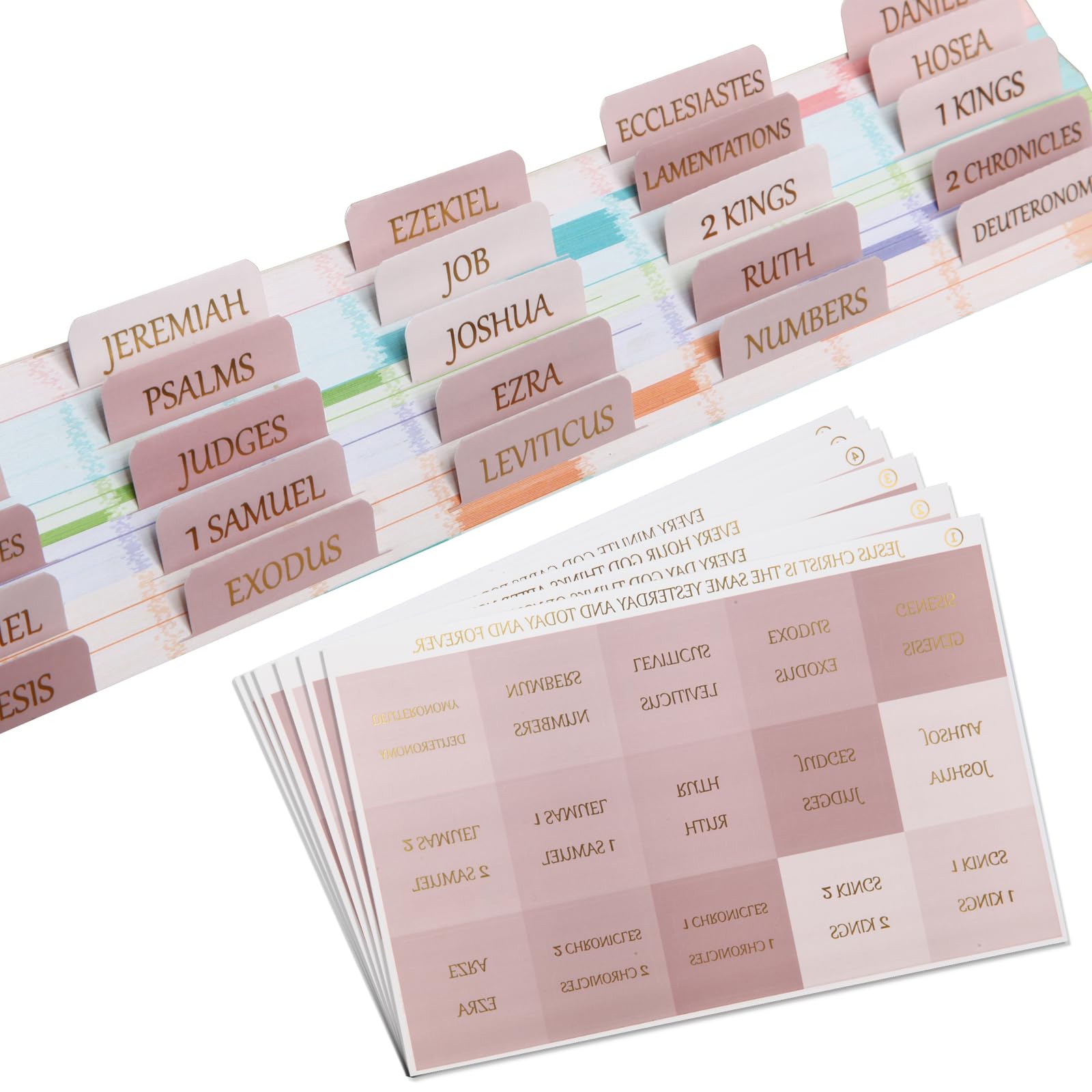 Bible Tabs for Women, Anti-Wrinkle Laminated Bible Tabs for Study, Large Gold Font, Bible Study Supplies