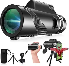 Monóculo-telescópio 80 x 100 monóculos de alta potência para adultos de alta potência com adaptador de smartphone, telescópio, caça, vida selvagem, observação de pássaros, viagem, acampamento, trilha