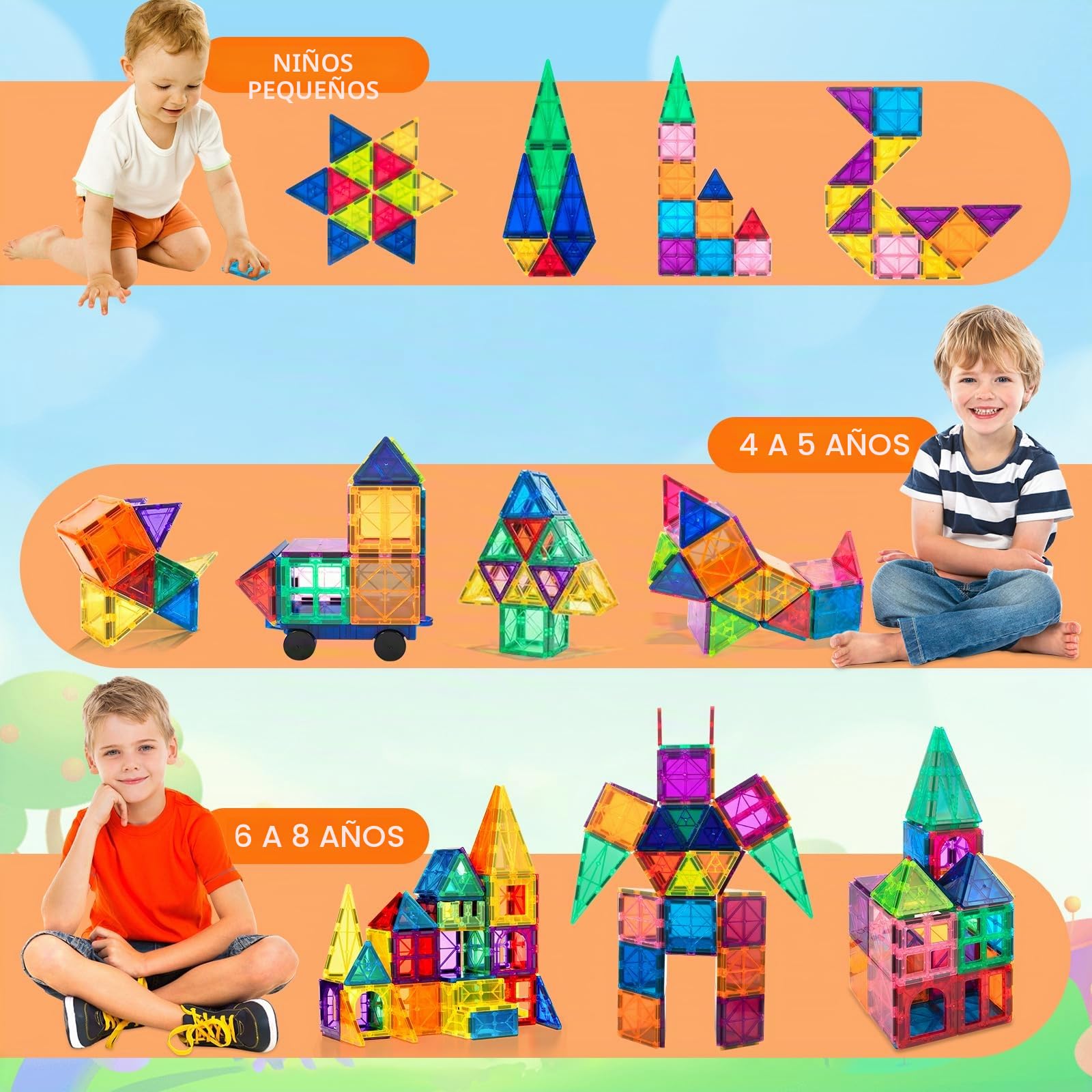 208Pcs Bloques de Construcción Magnéticos, 3D Juguetes de Construcción Magnéticos, Juguetes Educativos de Bloques de Construcción, Regalo de Juguete Magnético para Más de 3 Niños y Niñas (208Pcs)