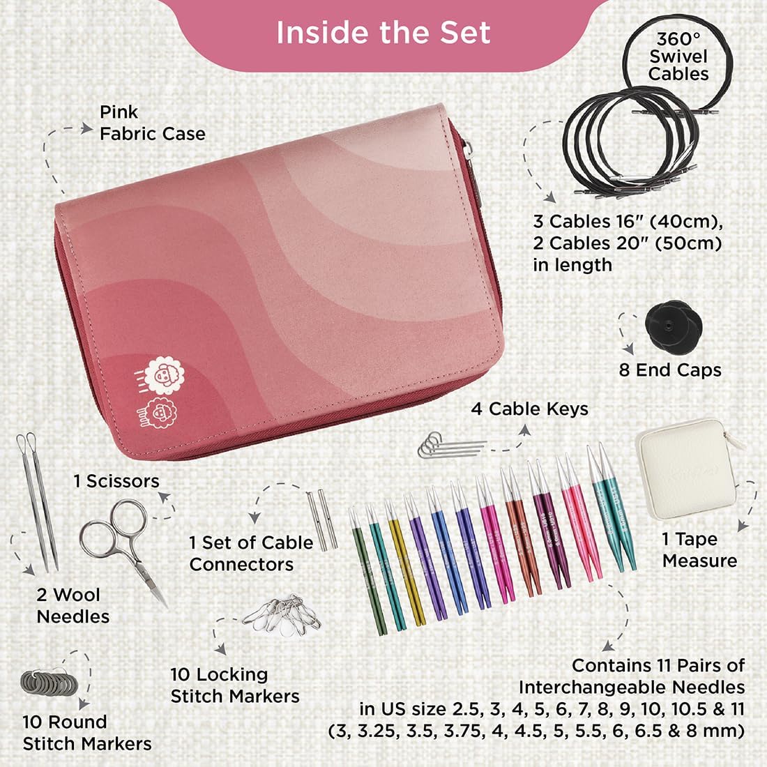 KnitPro Zing Regal Interchangeable Needle Set 4" (10cm) | 11 US Sizes (2.5 to 11)