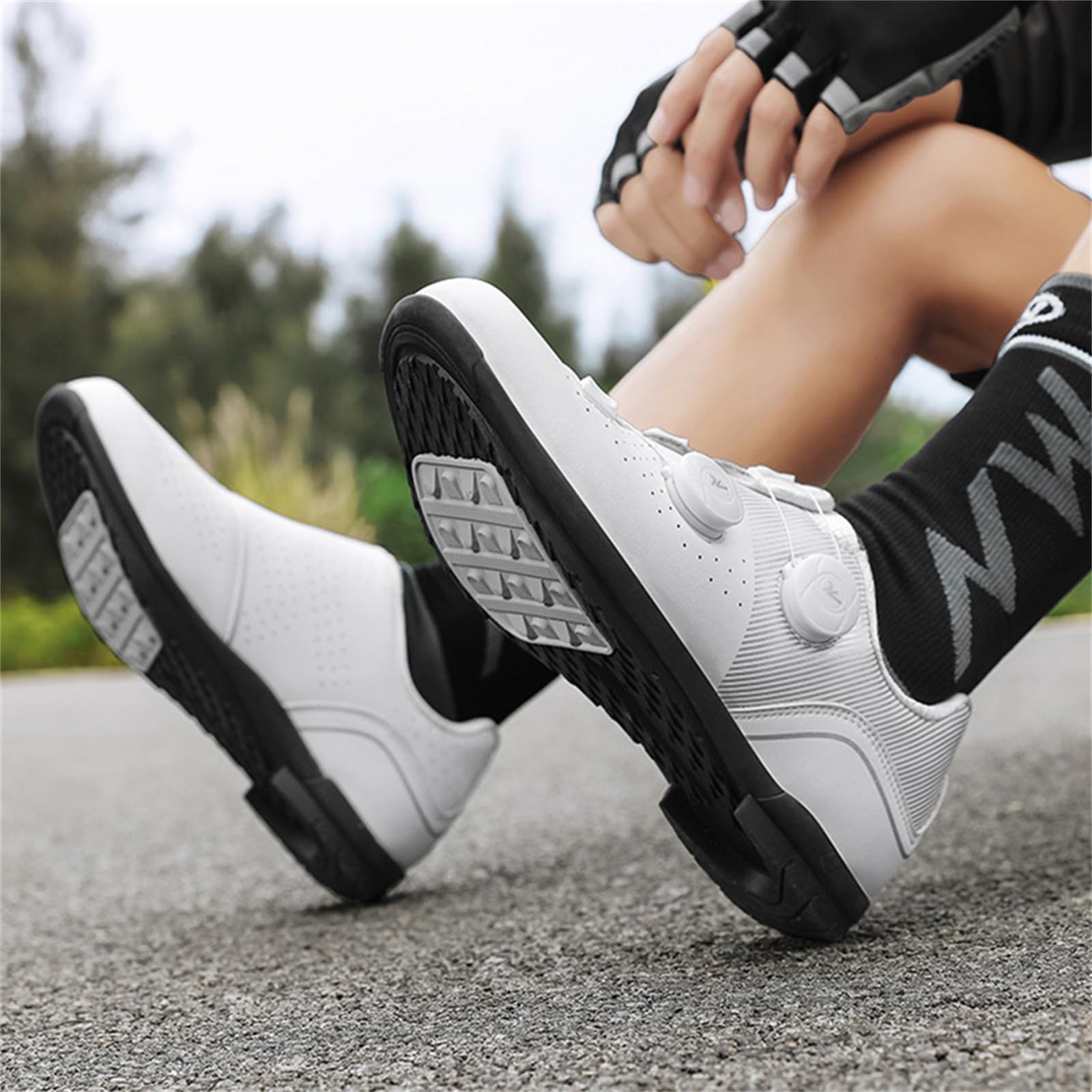 Hixingo Zapatilla de Ciclismo Hombre MTB Mujere Zapatos Bicicleta de Carretera Montaña Exterior con Suela de Goma, Double verrouillage, Unisex Autopista Zapatillas de Ciclismo