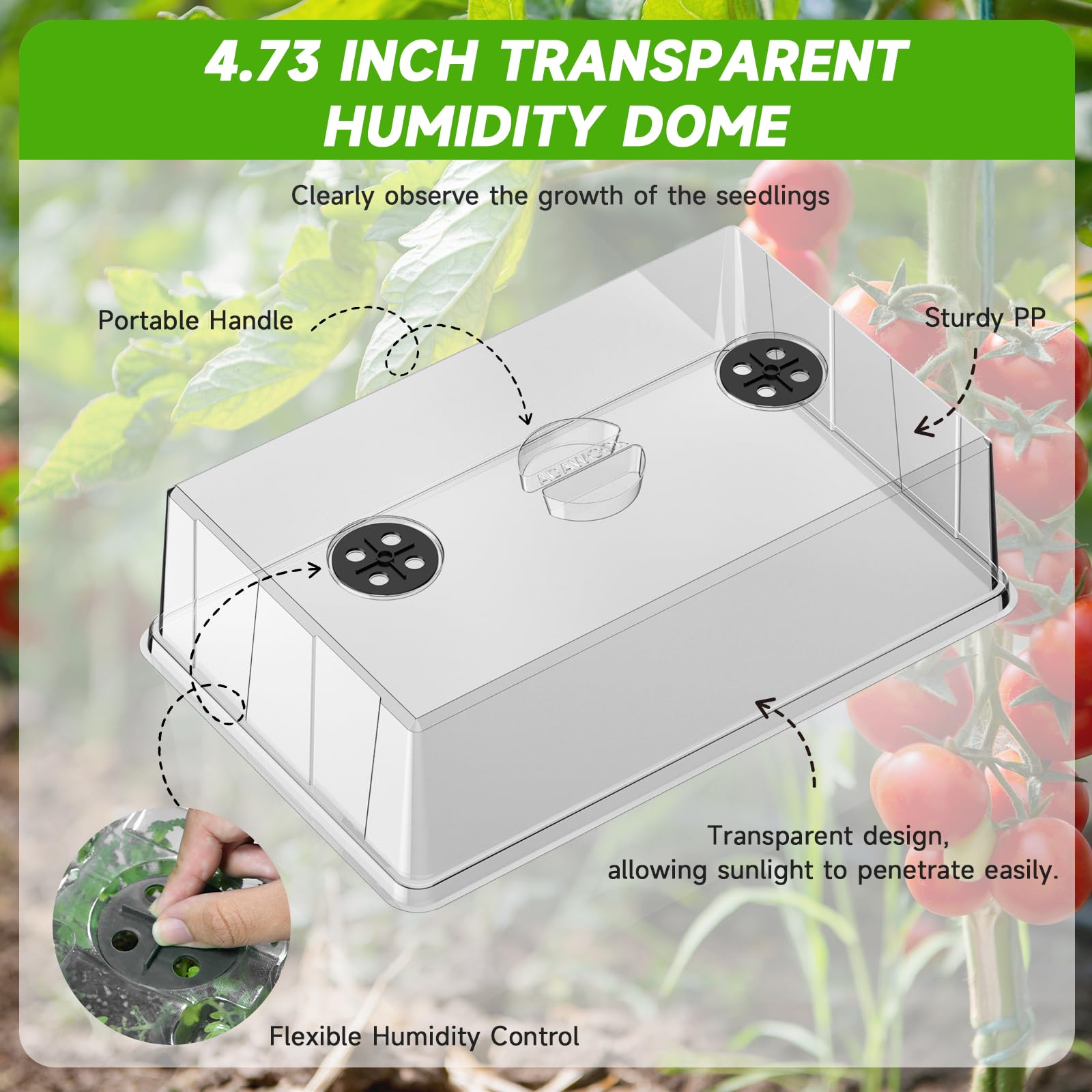Lot de 6 plateaux de démarrage de semis pour plantes, plateaux de germination avec dômes d'humidité élevée de 12 cm, grand espace de croissance et meilleur flux d'air pour le démarrage des graines