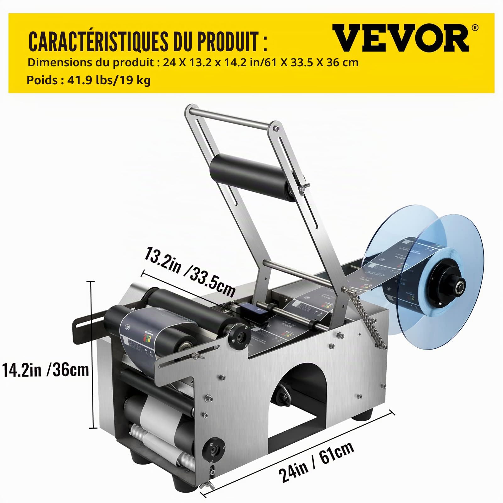 VEVOR MT-50 Étiqueteuse de Bouteilles Rondes Semi-Automatique 50 pièces/Min pour Bouteilles de 12 à 90 mm
