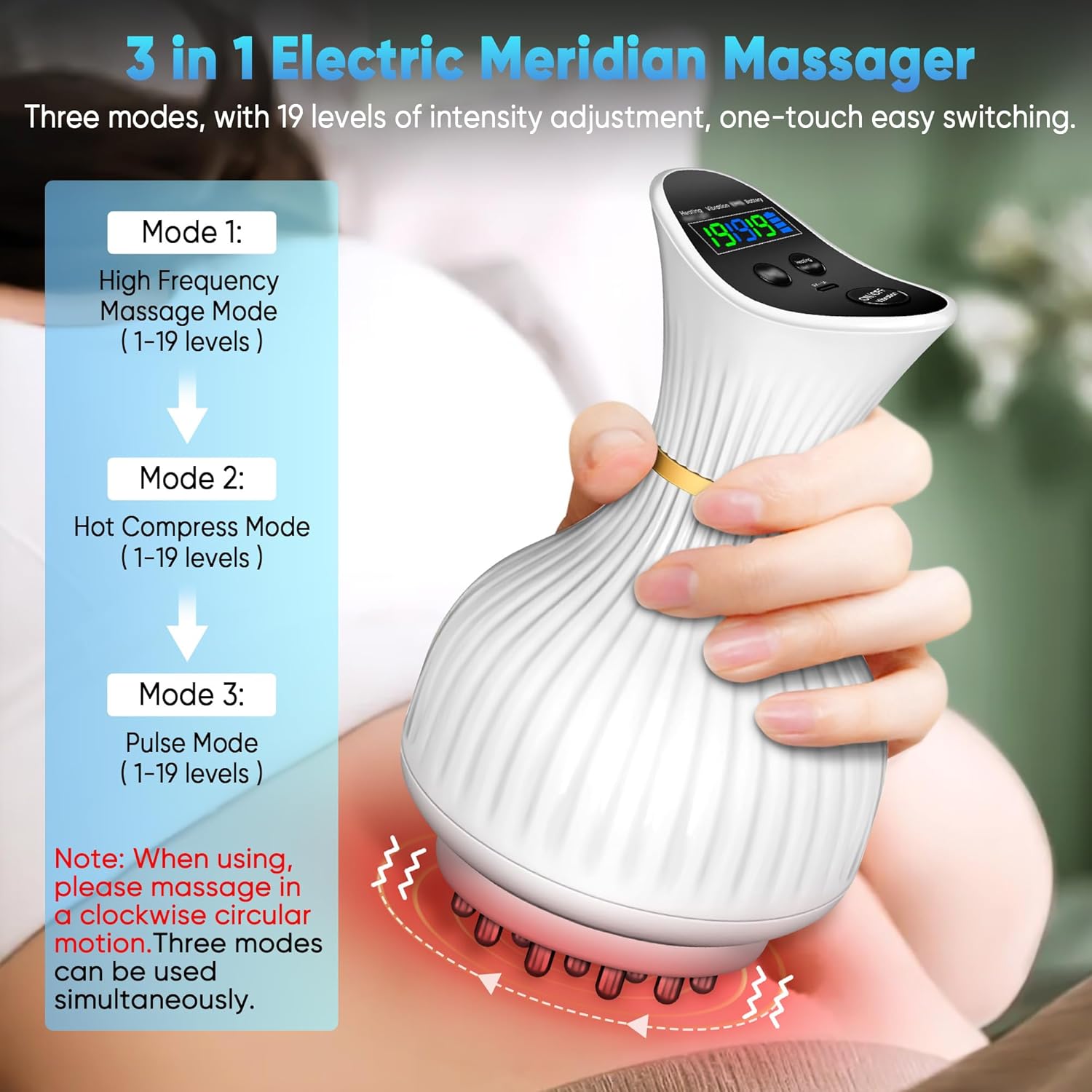 3 in 1 Body Massagers for Muscles,Pain Relief,Cordless Handheld Leg Massager Muscle Stimulator for Shoulder, Leg, Foot, Full Body, Meridian Massage Brush for Portable Muscle Pain Relief