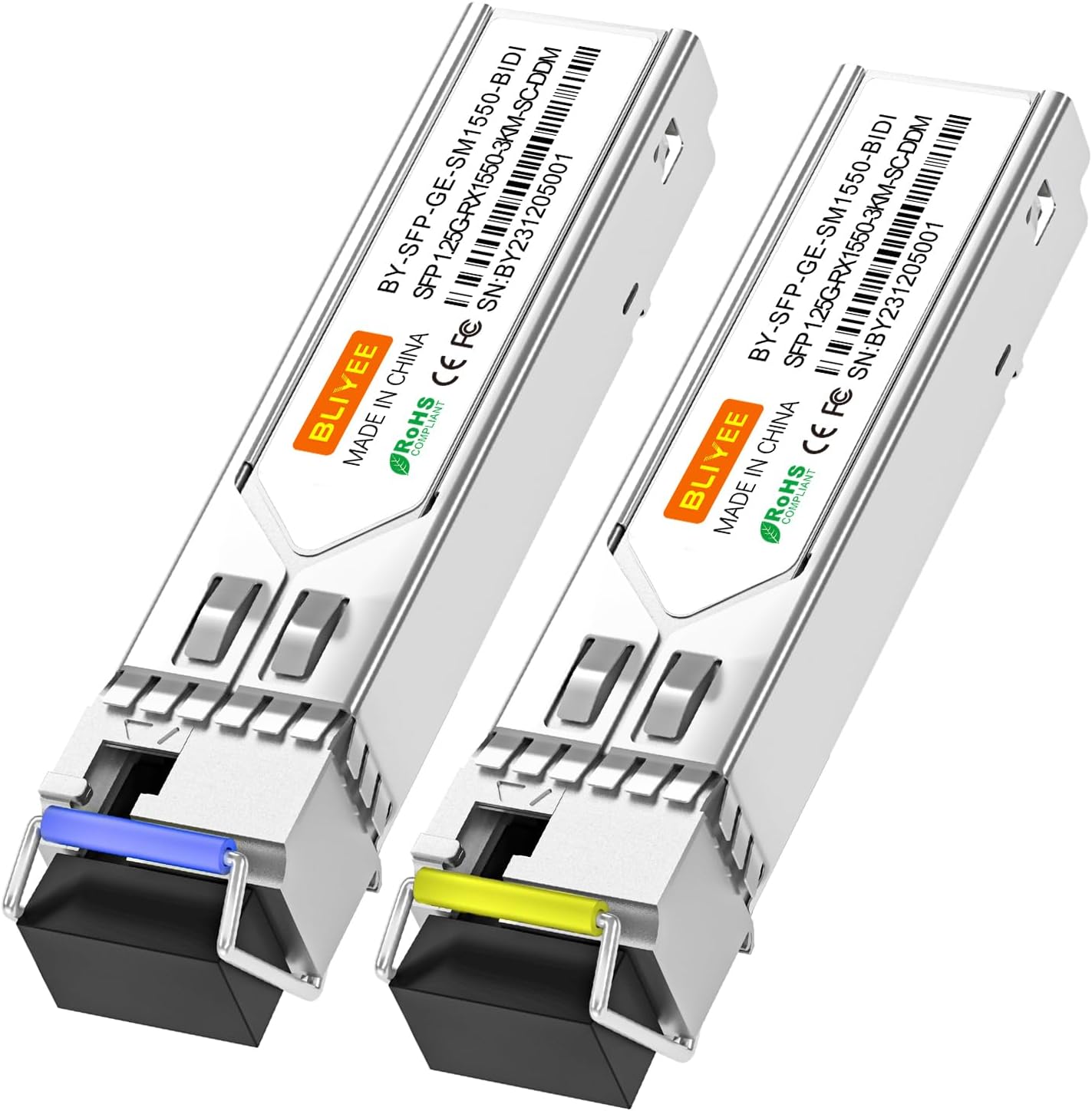 1.25G BiDi SFP Module 2-Pack | 1000Base-BX Gigabit Single Mode Fiber Transceiver Pair | LC Simplex, 20km, 1310/1550nm DDM | Low Heat Anti-Drop Connection for Cisco, Ubiquiti, Netgear