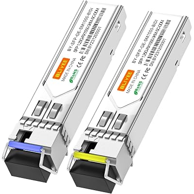 1.25G BiDi SFP Module 2-Pack | 1000Base-BX Gigabit Single Mode Fiber Transceiver Pair | LC Simplex, 20km, 1310/1550nm DDM | Low Heat Anti-Drop Connection for Cisco, Ubiquiti, Netgear