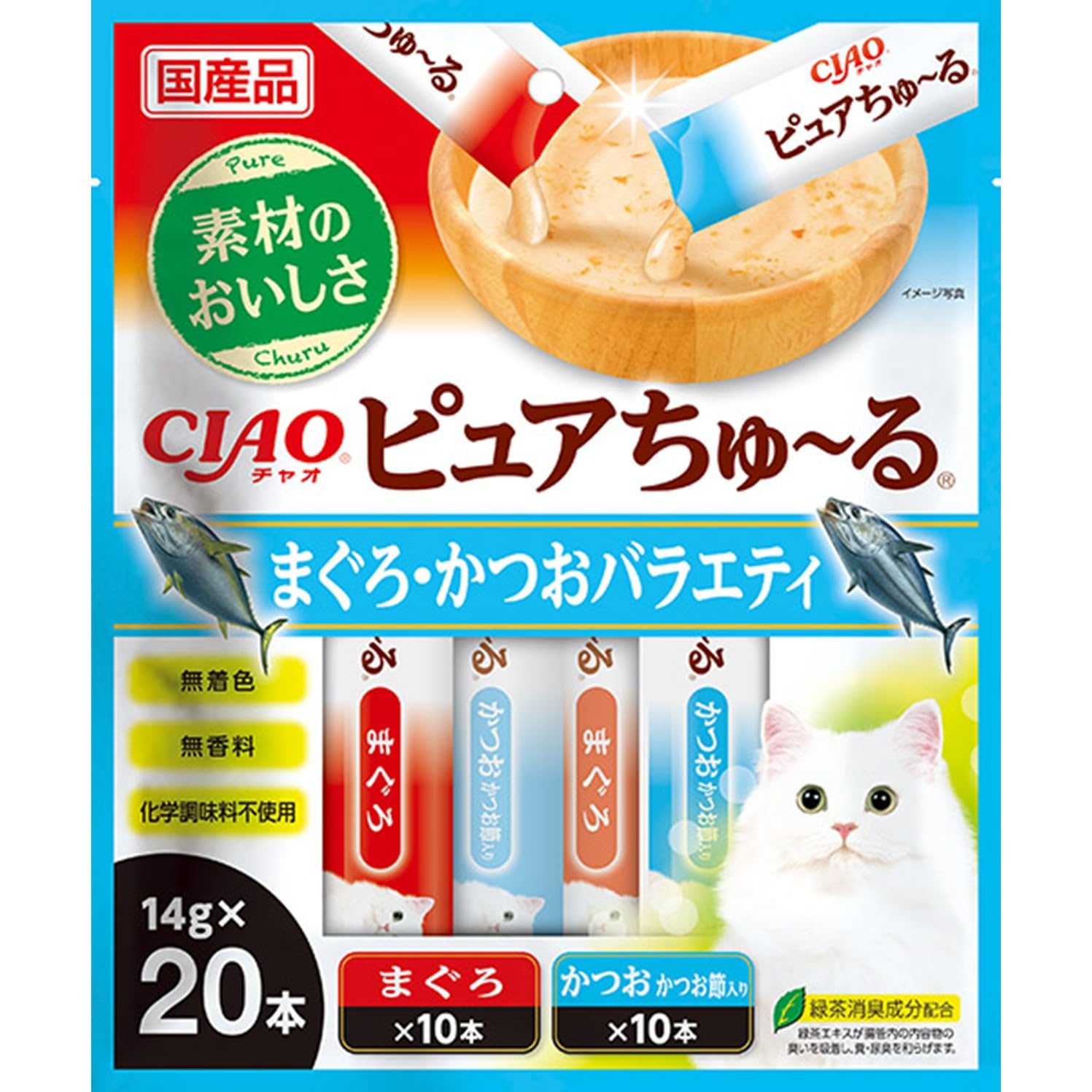 Ciao Pure Churu Tuna and Bonito Variety, 0.5 oz (14 g) x 20 Cans