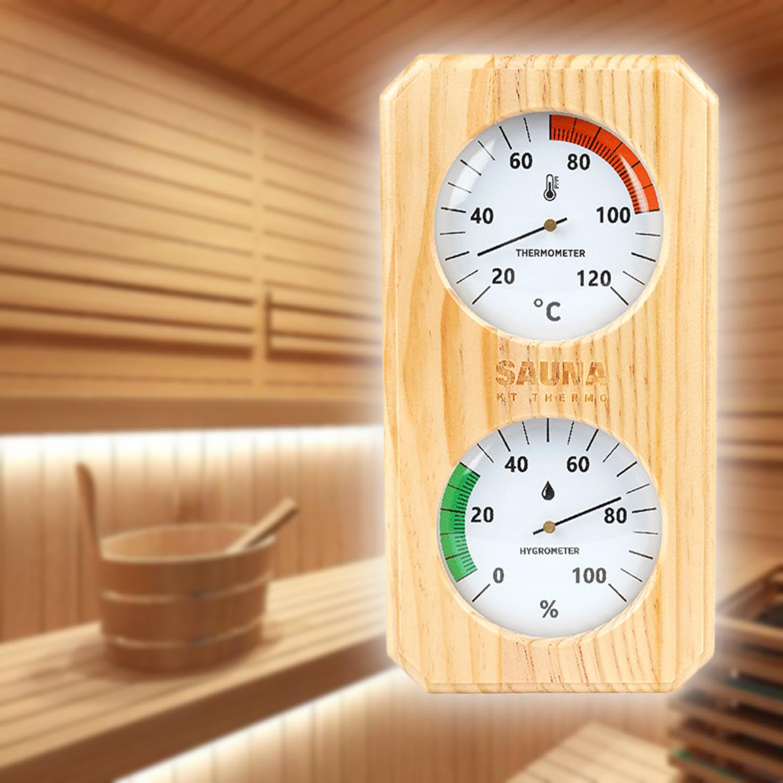 MagiDeal Termometro E Igrometro per Sauna, 2 in 1, in Legno, Facile Installazione, Misuratore di Temperatura E umidità, Celsius Vertical