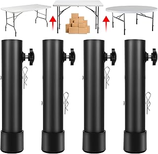 Table Risers Table Leg Extenders 2 Levels/Heights Adjustable Folding Furniture Leg Risers Durable Steel Desk Leg Extensions for Straight and Bent Legs, Raise 3.6in/5.2in 4Pack