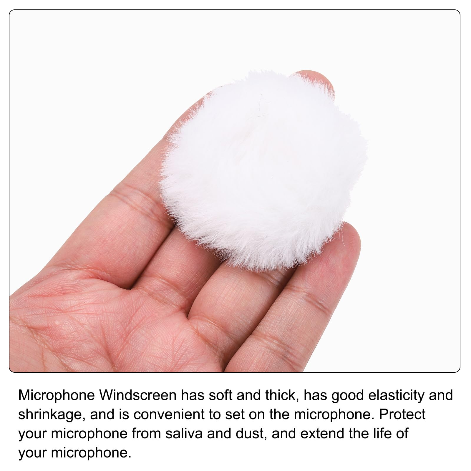 PATIKIL Furry Microphone Windscreen 25mm x 56mm Mic Cover Windshield for Indoor Outdoor Microphone White 4 Pack - Image 4