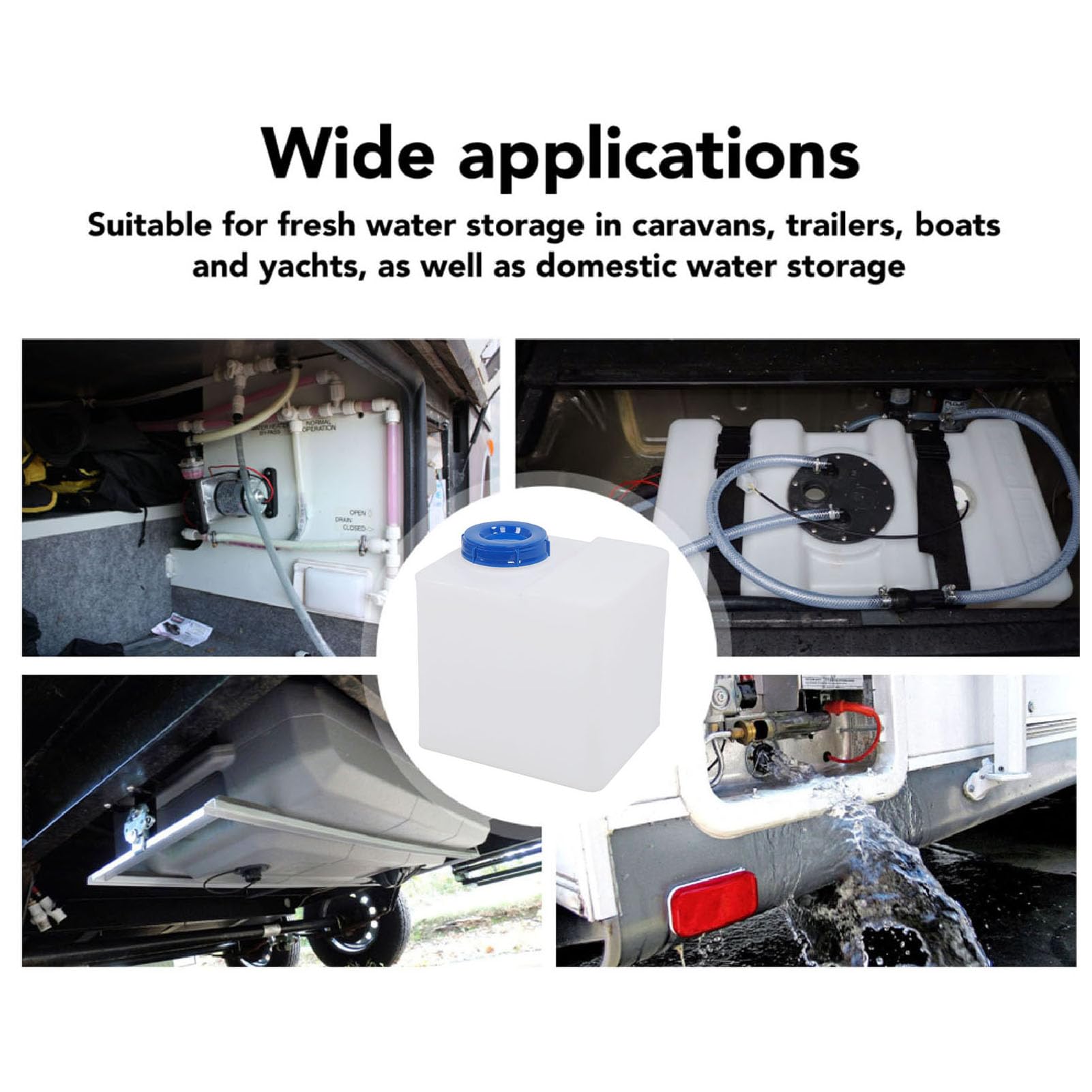 Bnineteenteam RV 40L Frischwasserbehälter, RV Frischwassertank, Auslaufsicherer LLDPE-Wassertankbehälter, Doppelter Schutz 130 Mm Einlass, für Wohnmobile, Boote, Yachten